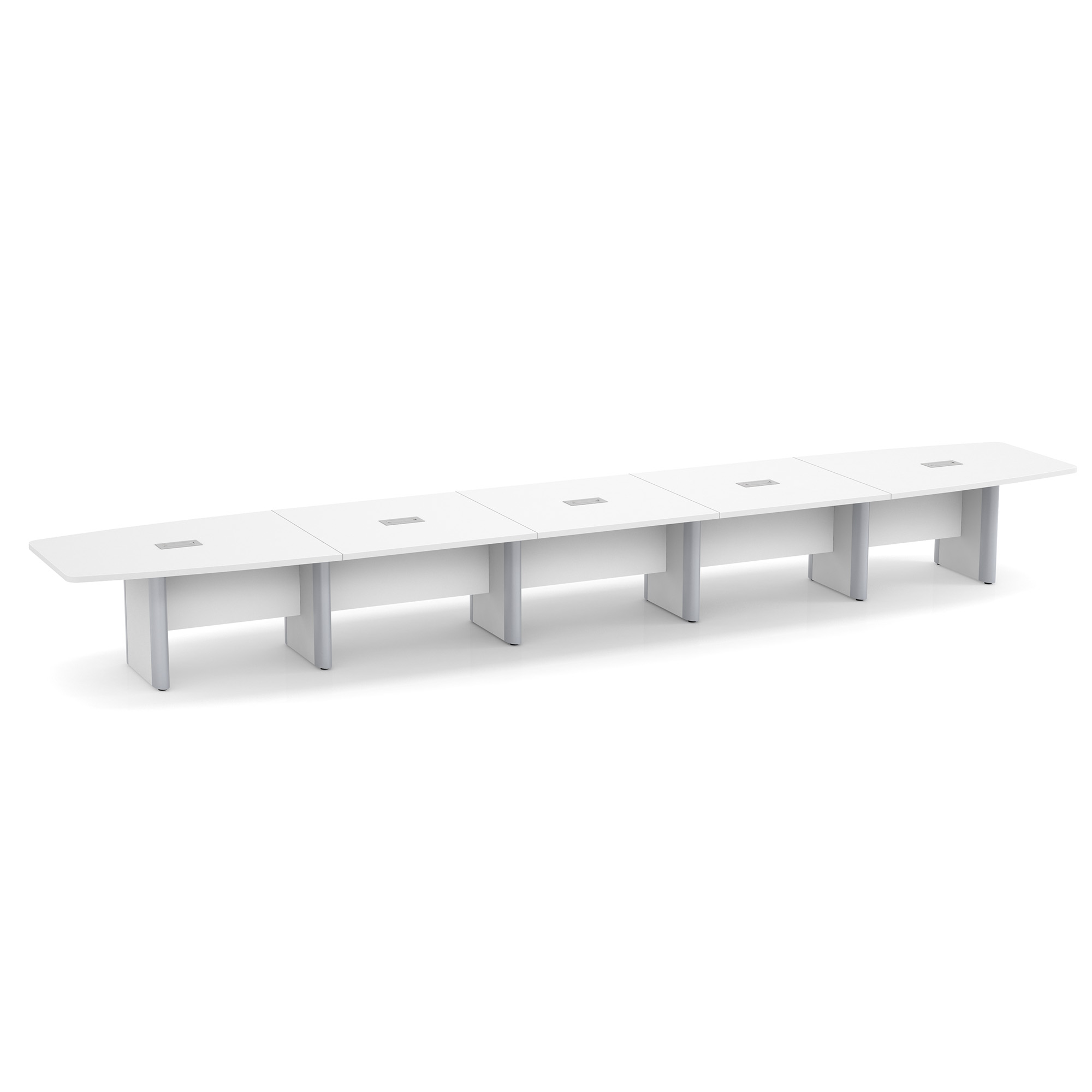OfficeSource | OS Laminate Conference Tables | Expandable Boat Shaped Conference Table with Elliptical Base - 22' - White