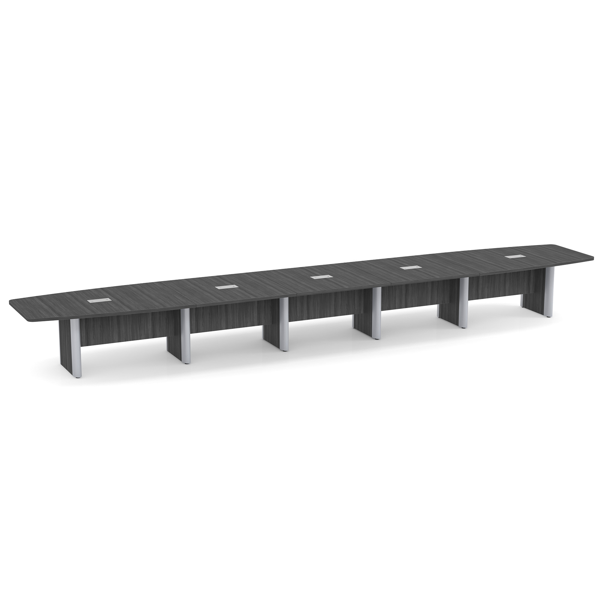 OfficeSource | OS Laminate Conference Tables | Expandable Boat Shaped Conference Table with Elliptical Base - 24' - Coastal Gray