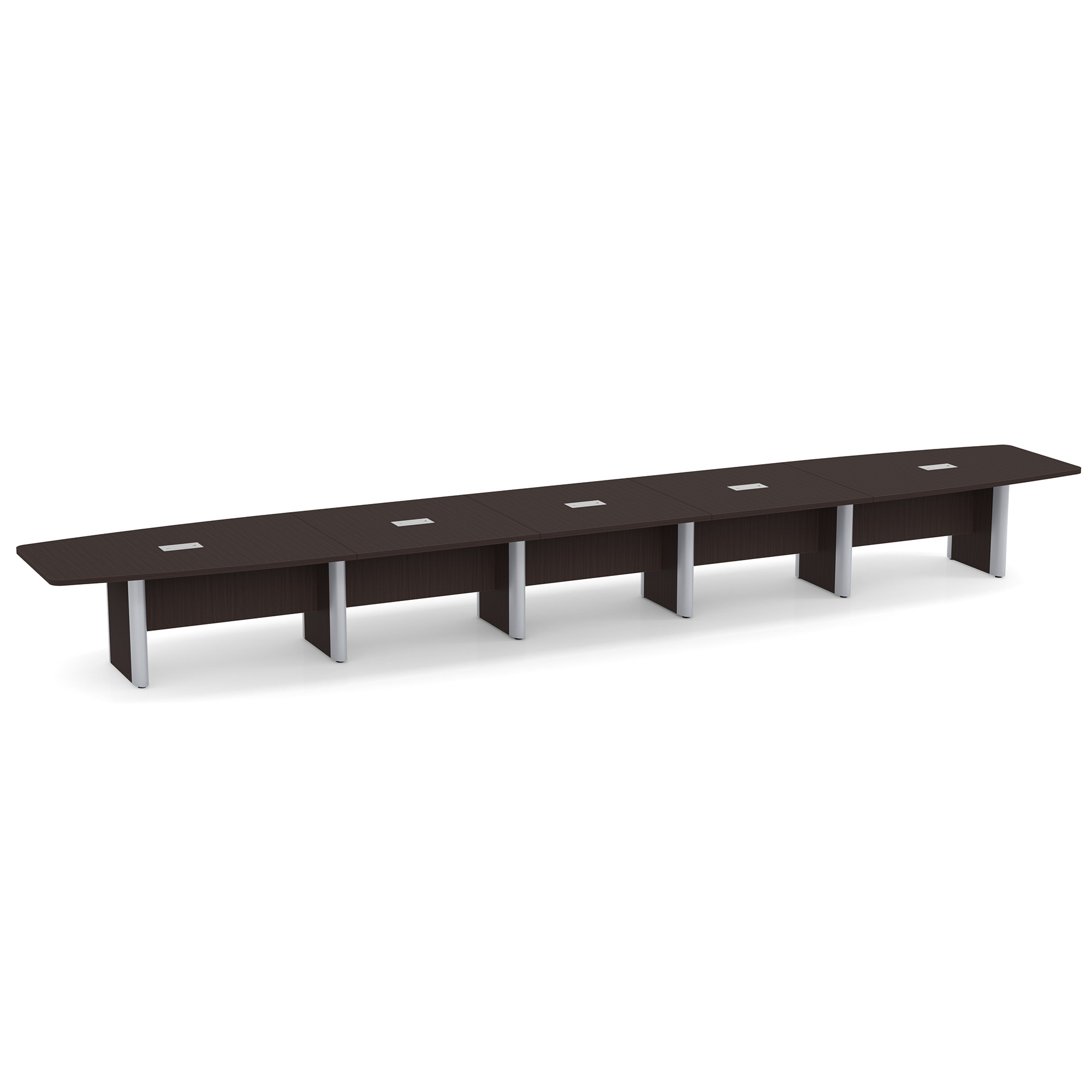 OfficeSource | OS Laminate Conference Tables | Expandable Boat Shaped Conference Table with Elliptical Base - 24' - Espresso