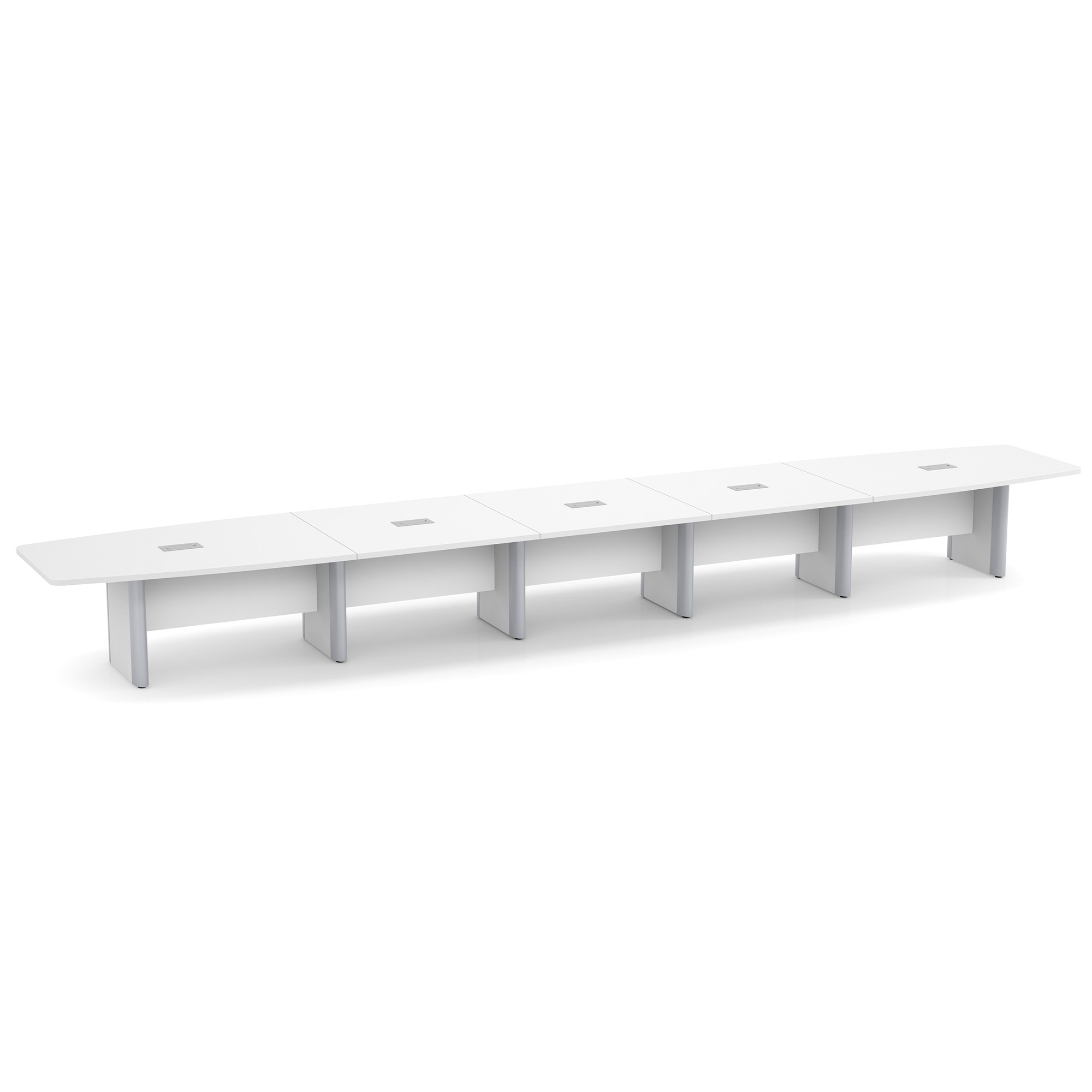 OfficeSource | OS Laminate Conference Tables | Expandable Boat Shaped Conference Table with Elliptical Base - 24' - White