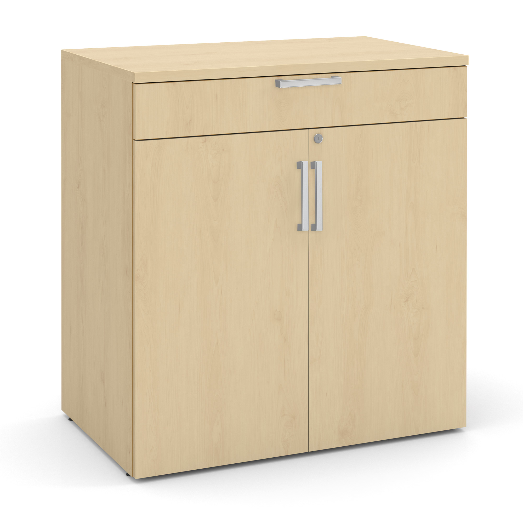 OfficeSource OS Laminate Buffet Credenza with Top Drawer and Doors - Maple