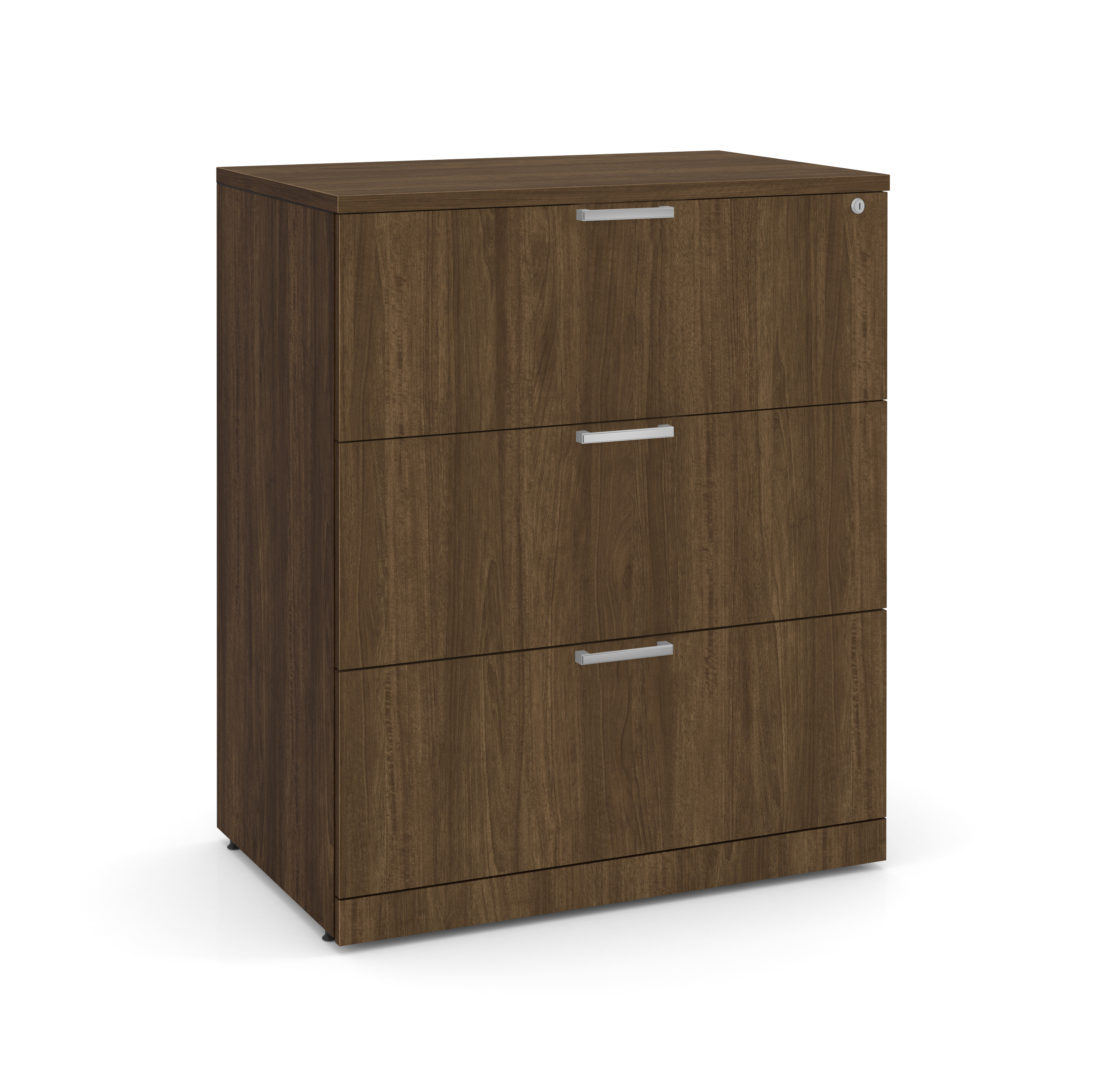 OS Laminate 3 Drawer Lateral File Cabinet - Modern Walnut