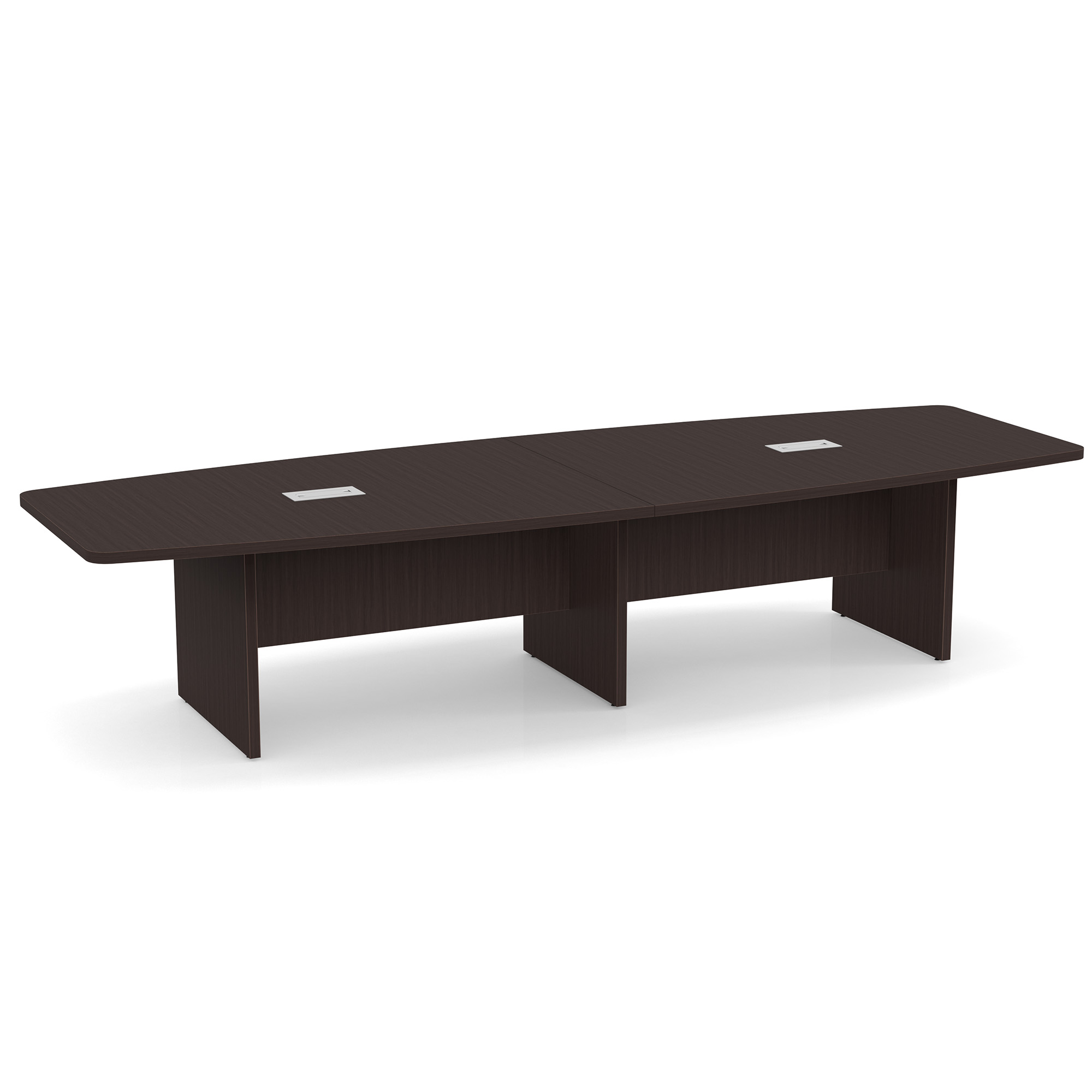 OfficeSource OS Conference Tables Boat Shaped Conference Table with Slab Base - Espresso