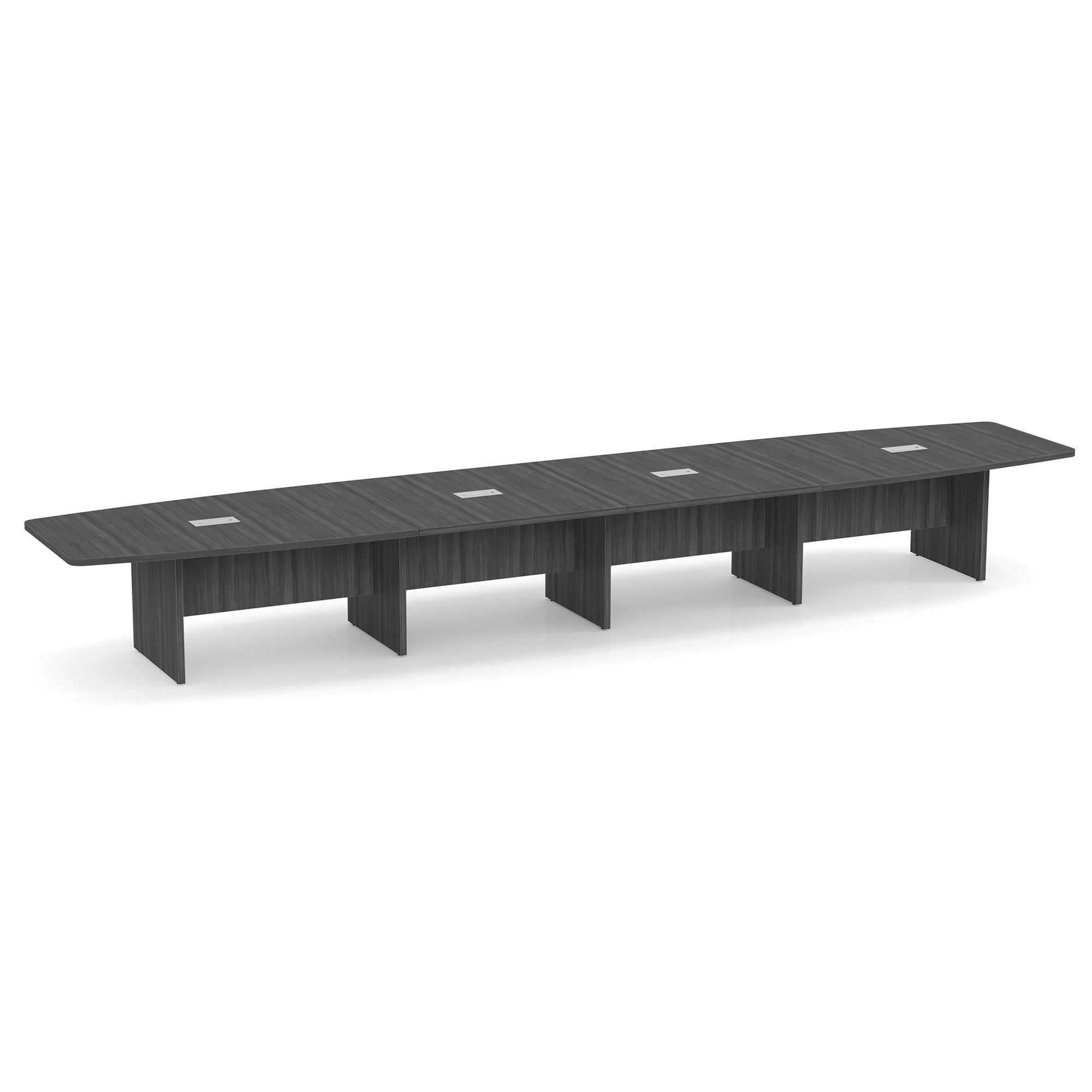 OfficeSource | OS Laminate Conference Tables | Expandable Boat Shaped Conference Table with Slab Base - 20' - Coastal Gray