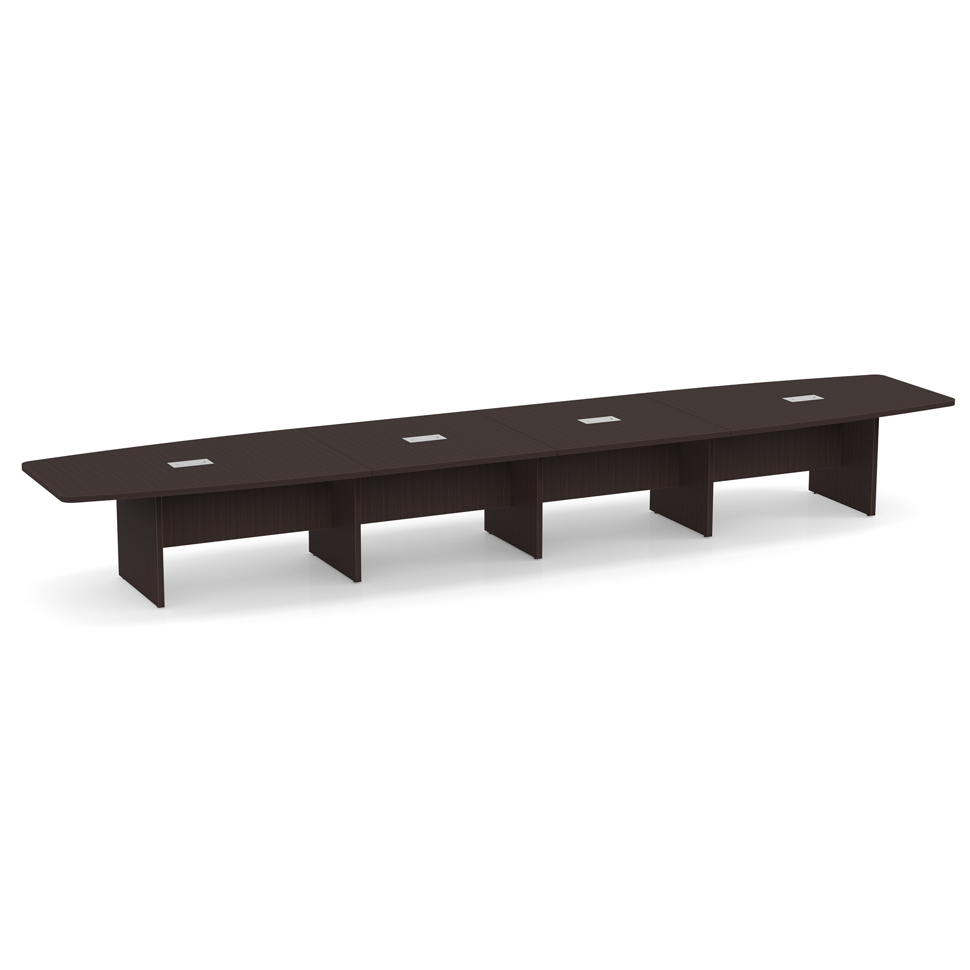 OfficeSource | OS Laminate Conference Tables | Expandable Boat Shaped Conference Table with Slab Base - 20' - Espresso