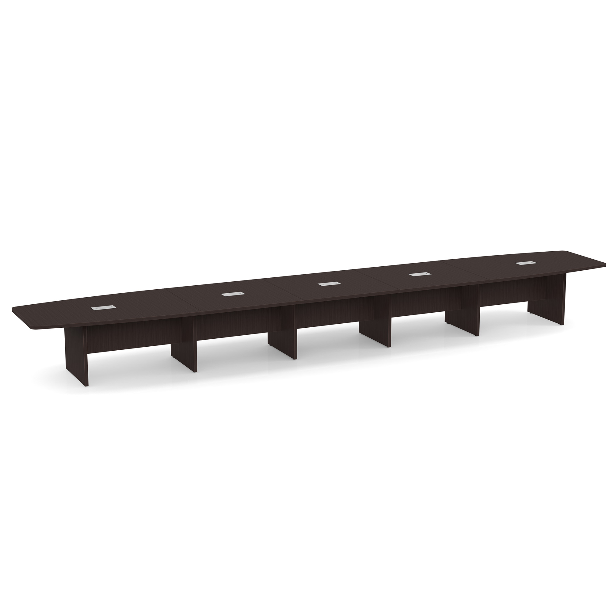 OfficeSource | OS Laminate Conference Tables | Expandable Boat Shaped Conference Table with Slab Base - 24' - Espresso