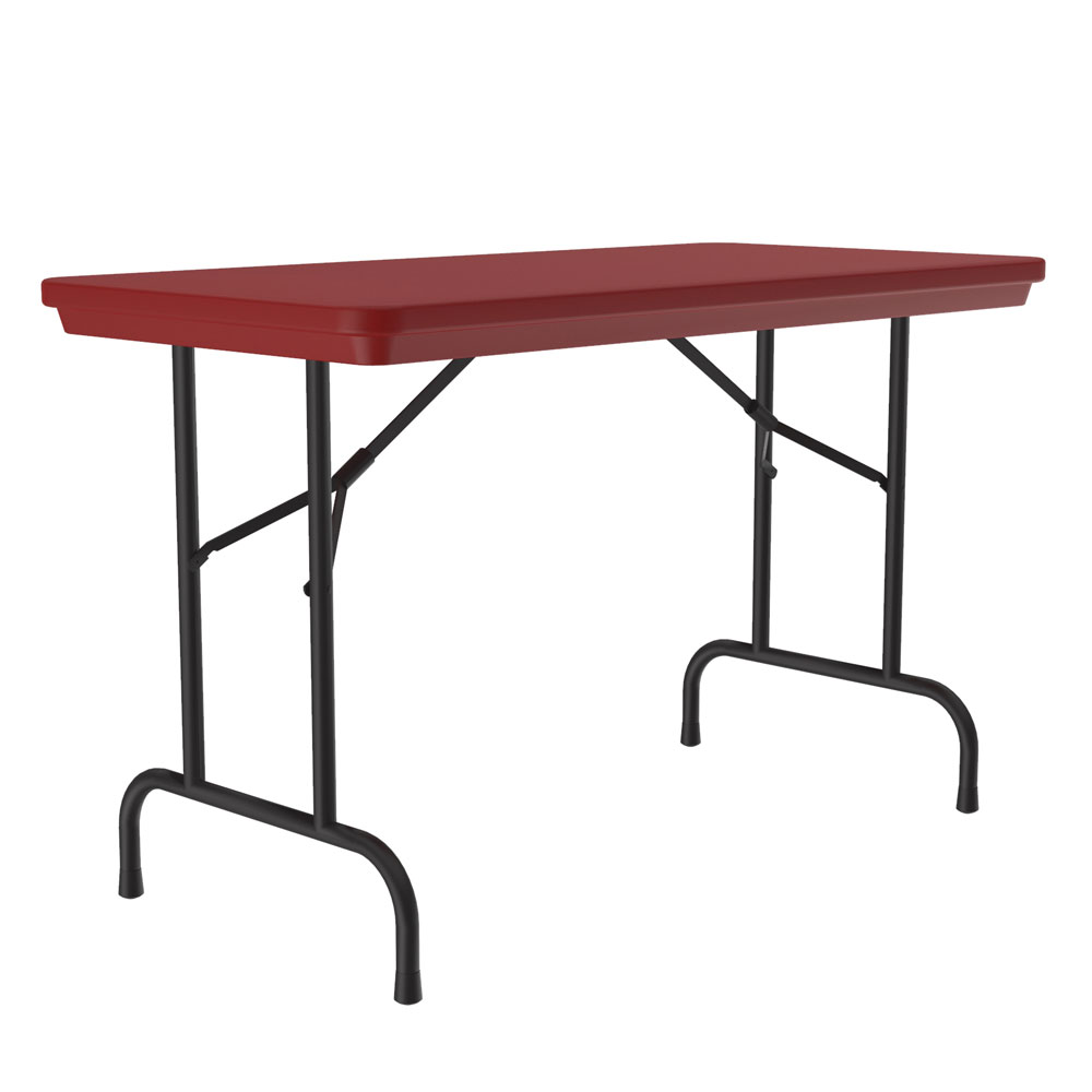 OfficeSource | Colorful Blow Mold Folding Tables | Fixed Height Blow Mold Table - 48'' x 24'' - Red