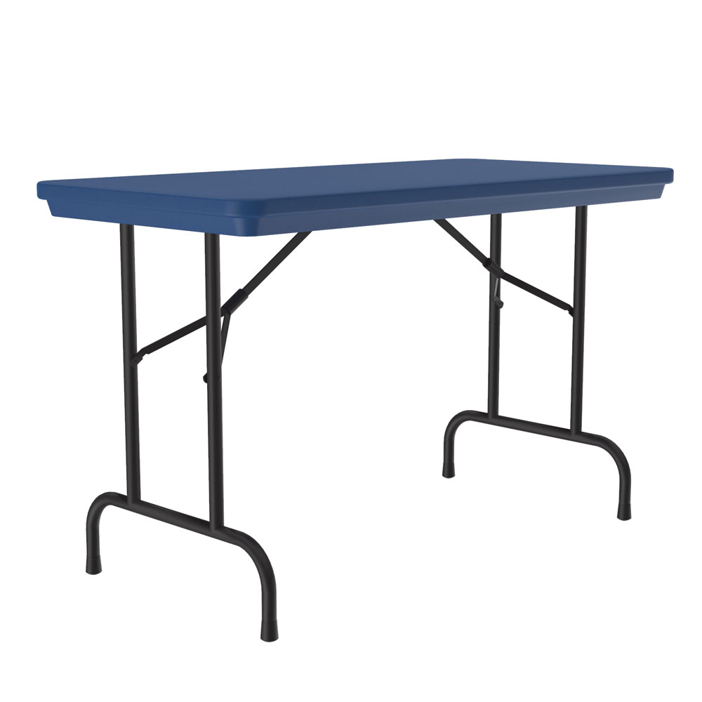 OfficeSource | Colorful Blow Mold Folding Tables | Fixed Height Blow Mold Table - 48'' x 24'' - Blue