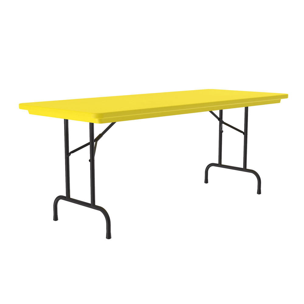 OfficeSource | Colorful Blow Mold Folding Tables | Fixed Height Blow Mold Table - 60'' x 30'' - Yellow