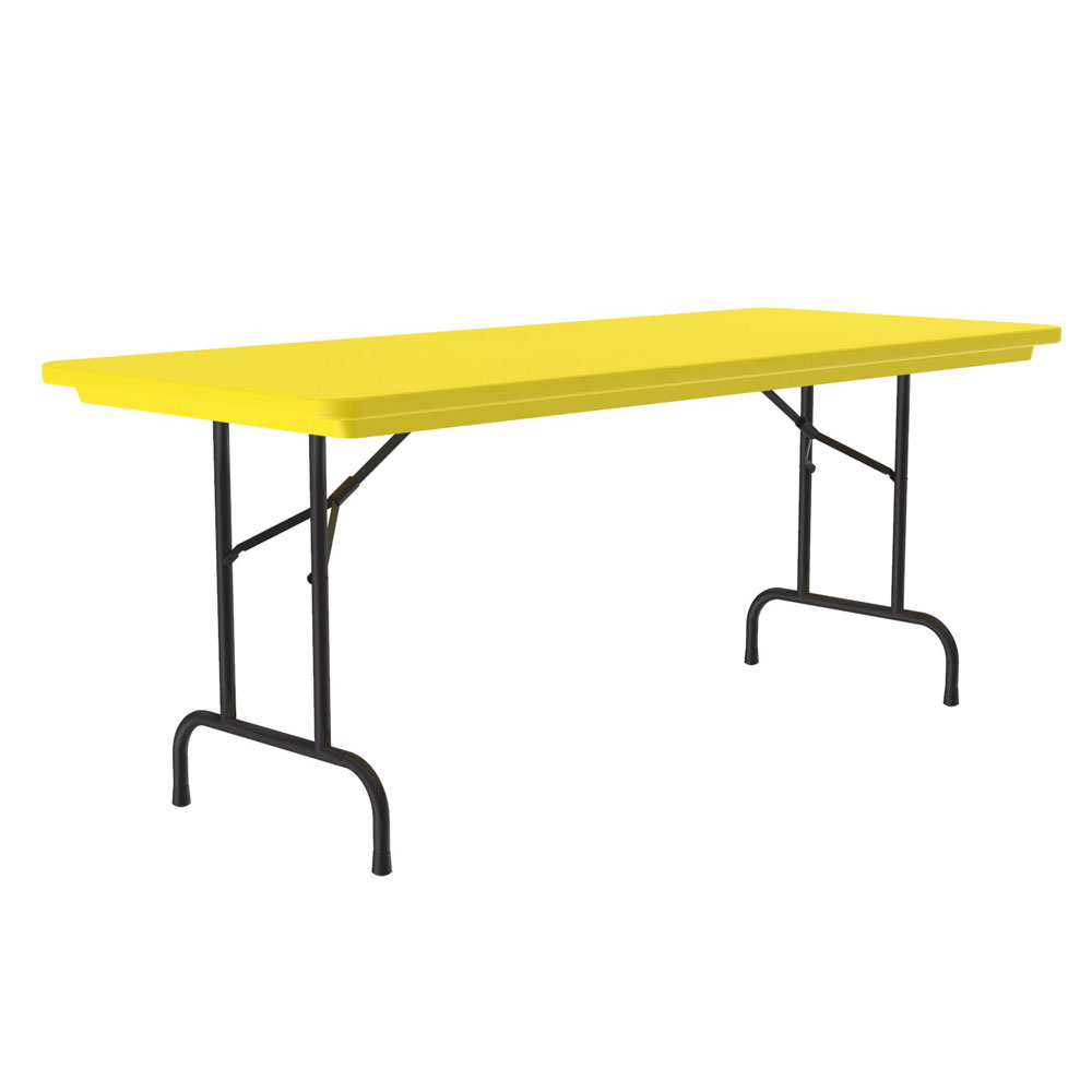 OfficeSource | Colorful Blow Mold Folding Tables | Fixed Height Blow Mold Table - 72'' x 30'' - Yellow