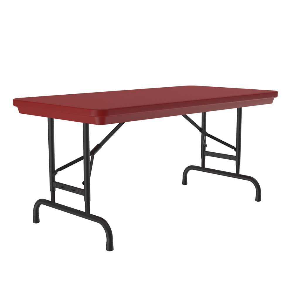 OfficeSource | Colorful Blow Mold Folding Tables | Adjustable Height Blow Mold Table - 48'' x 24'' - Red