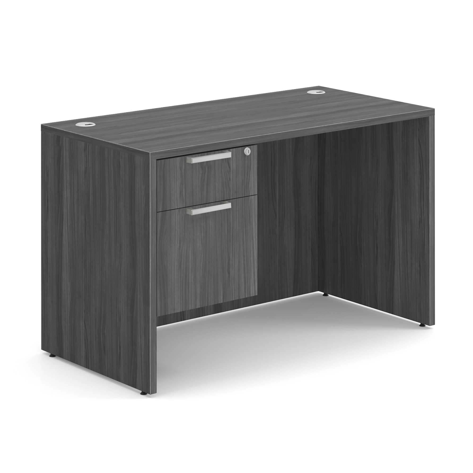 OS Laminate Single 3/4 Pedestal Desk - 48'' x 24'' - Coastal Gray