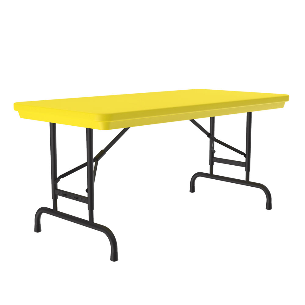 OfficeSource | Colorful Blow Mold Folding Tables | Adjustable Height Blow Mold Table - 48'' x 24'' - Yellow