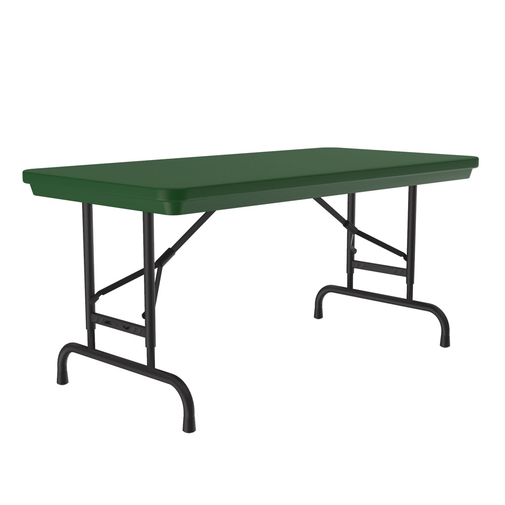 OfficeSource | Colorful Blow Mold Folding Tables | Adjustable Height Blow Mold Table - 48'' x 24'' - Green