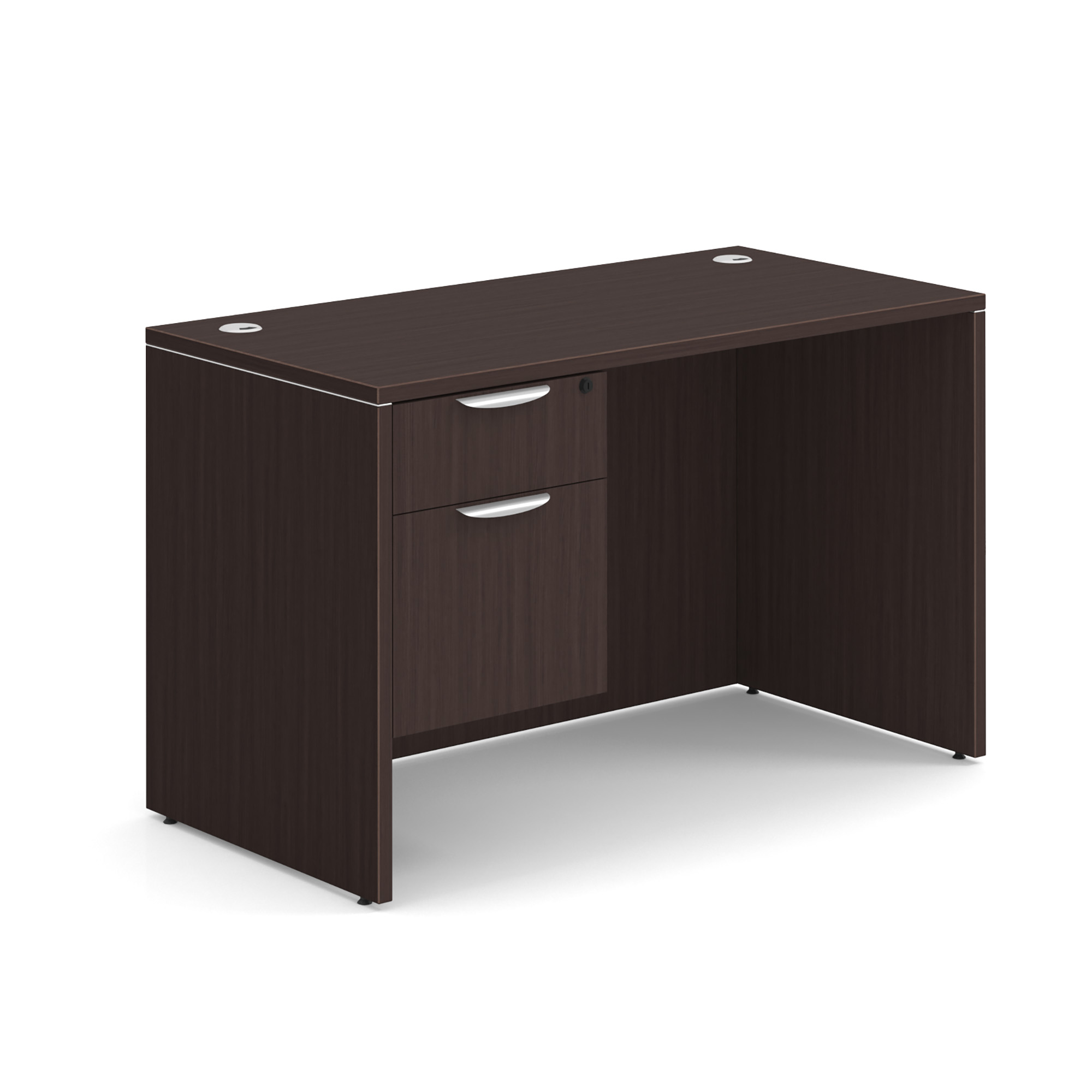 OS Laminate Single 3/4 Pedestal Desk - 48'' x 24'' - Espresso