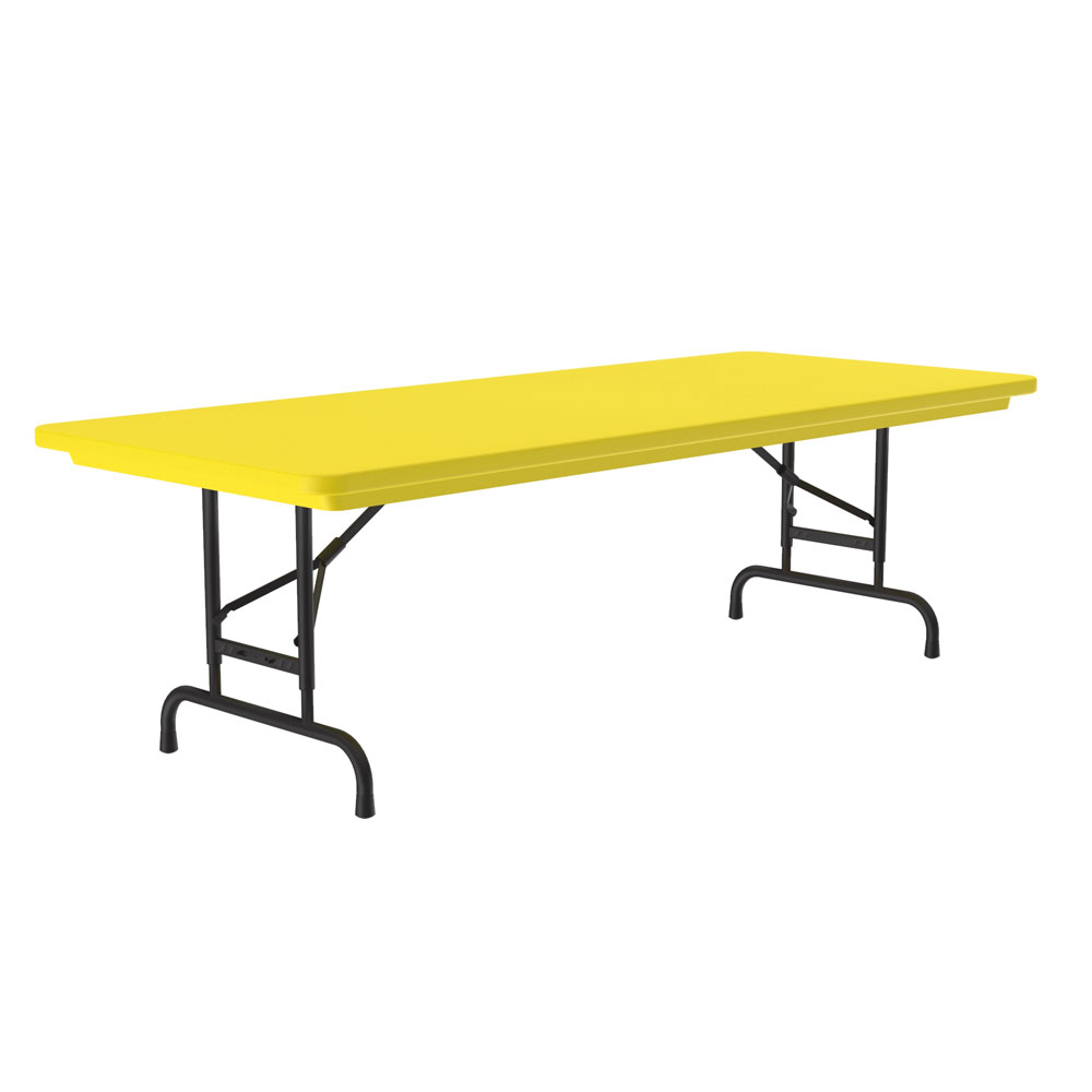 OfficeSource | Colorful Blow Mold Folding Tables | Adjustable Height Blow Mold Table - 60'' x 30'' - Yellow