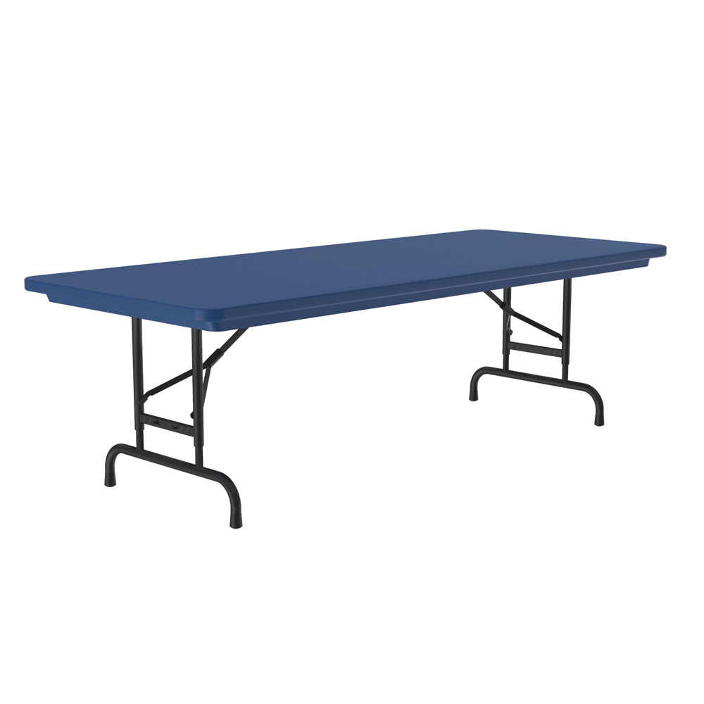 OfficeSource | Colorful Blow Mold Folding Tables | Adjustable Height Blow Mold Table - 60'' x 30'' - Blue
