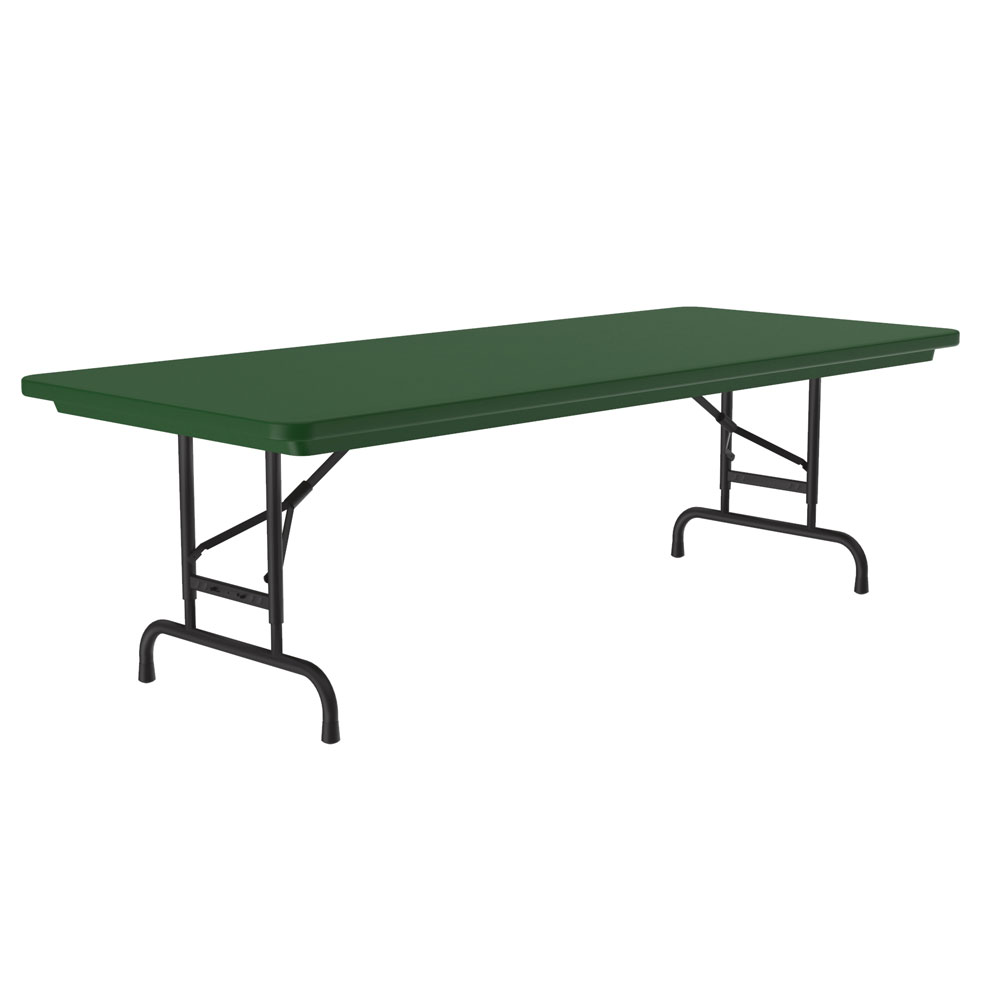 OfficeSource | Colorful Blow Mold Folding Tables | Adjustable Height Blow Mold Table - 60'' x 30'' - Green