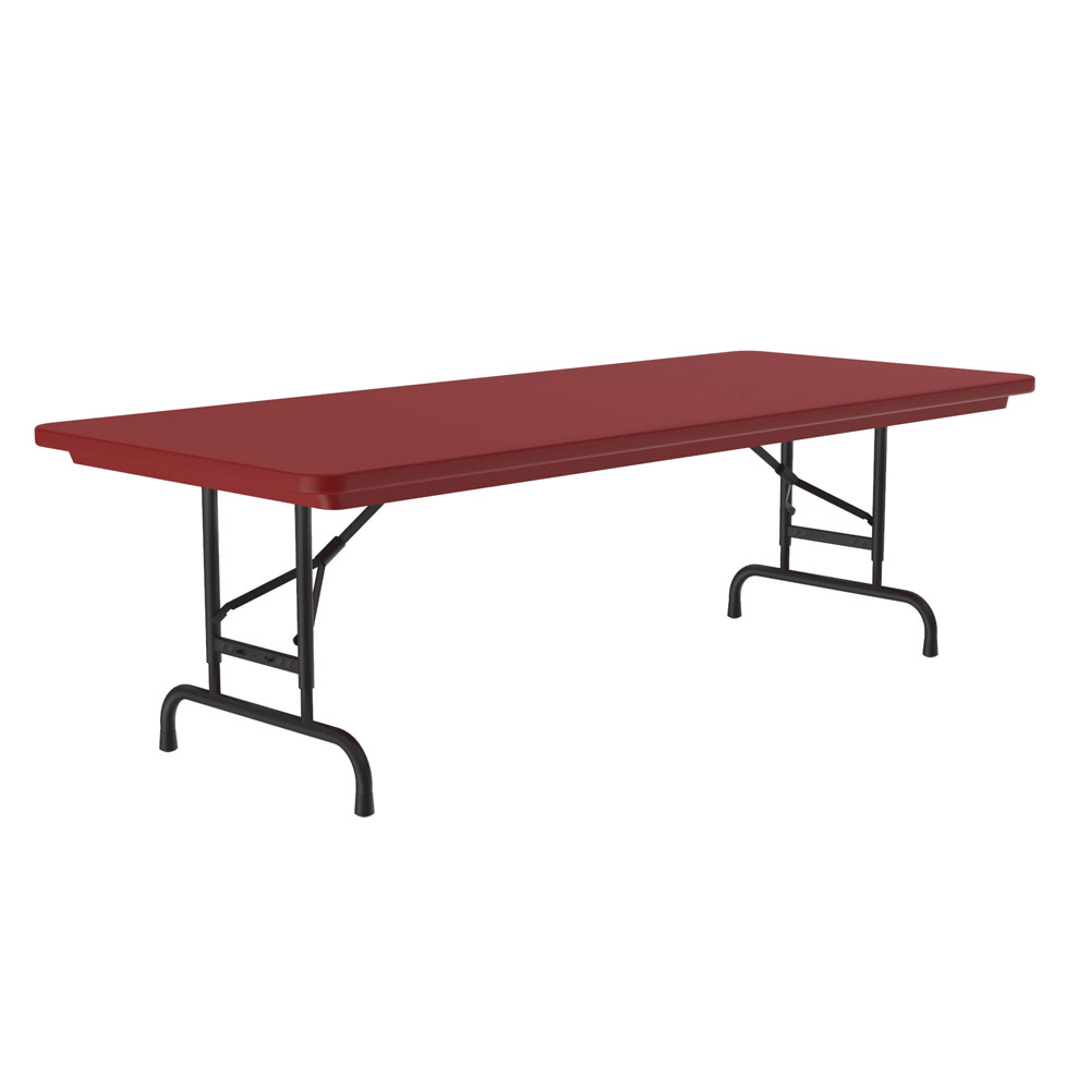 OfficeSource | Colorful Blow Mold Folding Tables | Adjustable Height Blow Mold Table - 60'' x 30'' - Red