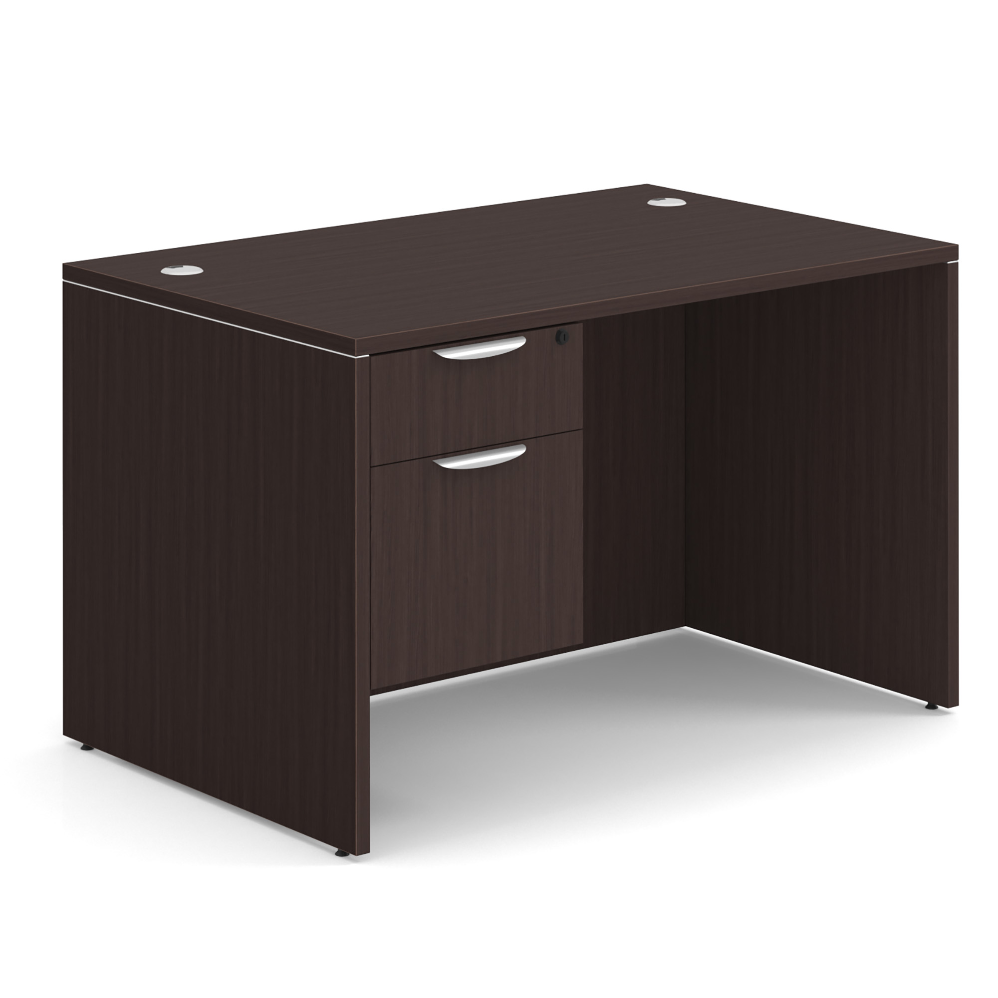 OfficeSource OS Laminate Collection Single 3/4 Pedestal Desk - 48'' x 30'' - Espresso