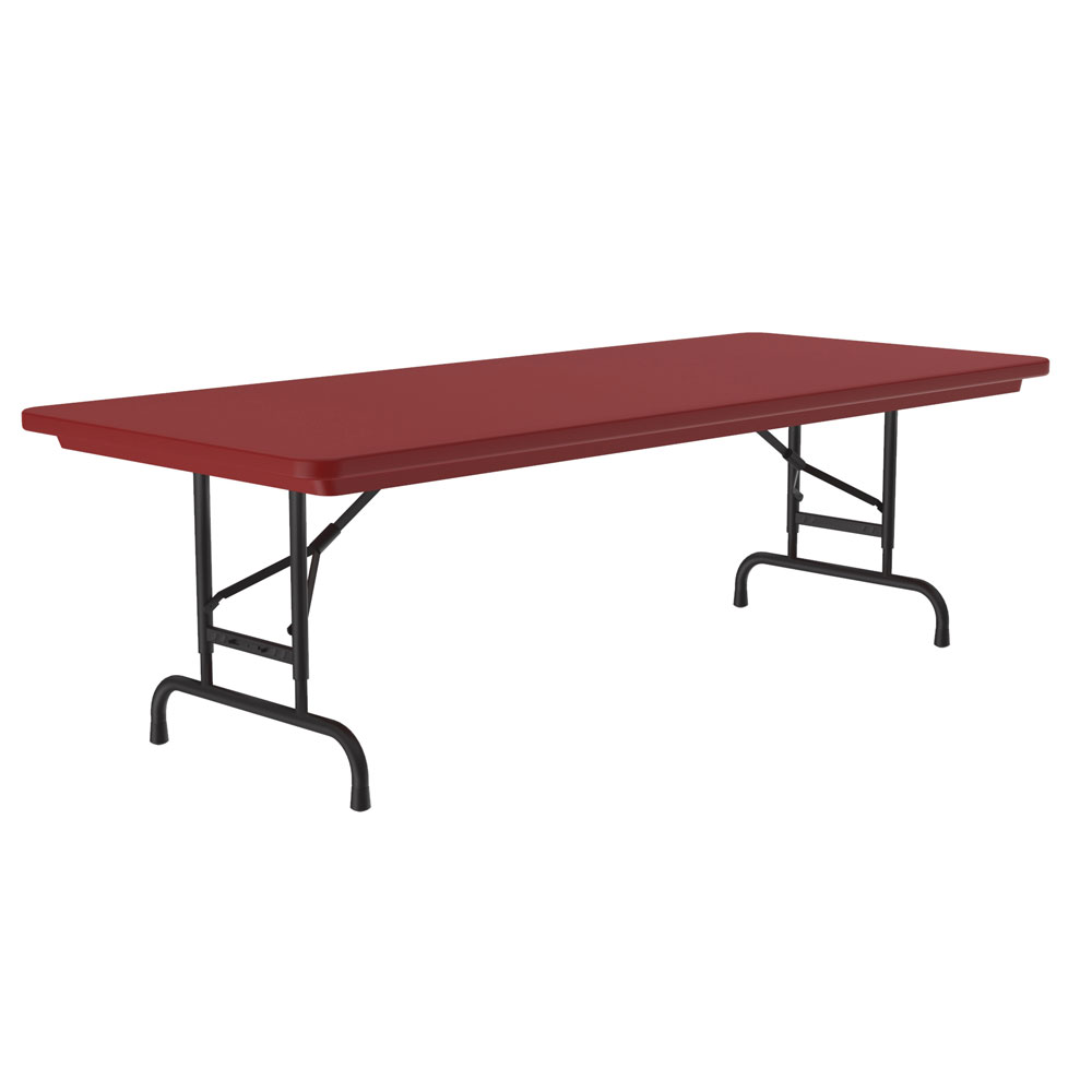 OfficeSource | Colorful Blow Mold Folding Tables | Adjustable Height Blow Mold Table - 72'' x 30'' - Red