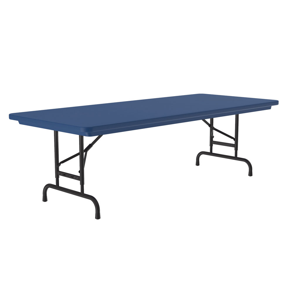 OfficeSource | Colorful Blow Mold Folding Tables | Adjustable Height Blow Mold Table - 72'' x 30'' - Blue