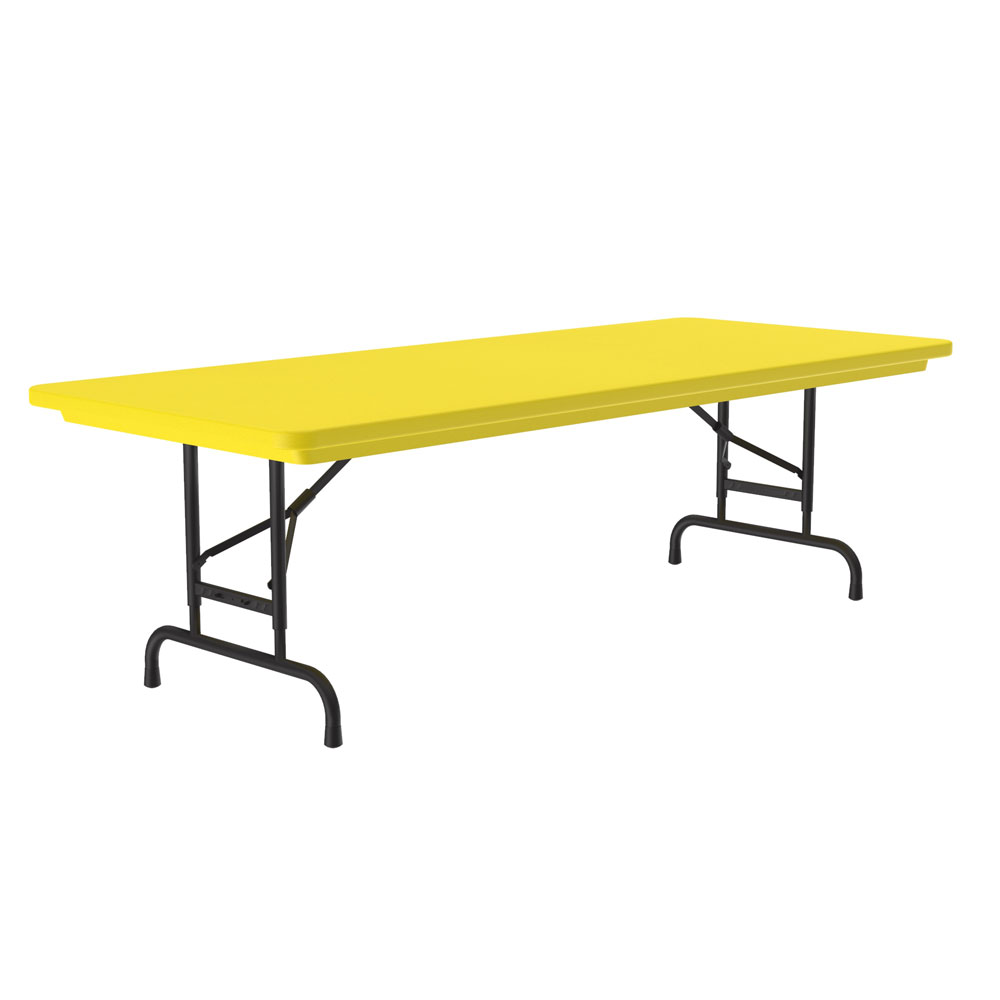 OfficeSource | Colorful Blow Mold Folding Tables | Adjustable Height Blow Mold Table - 72'' x 30'' - Yellow