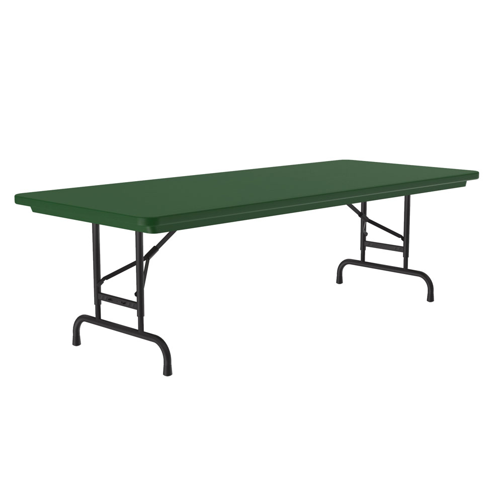 OfficeSource | Colorful Blow Mold Folding Tables | Adjustable Height Blow Mold Table - 72'' x 30'' - Green