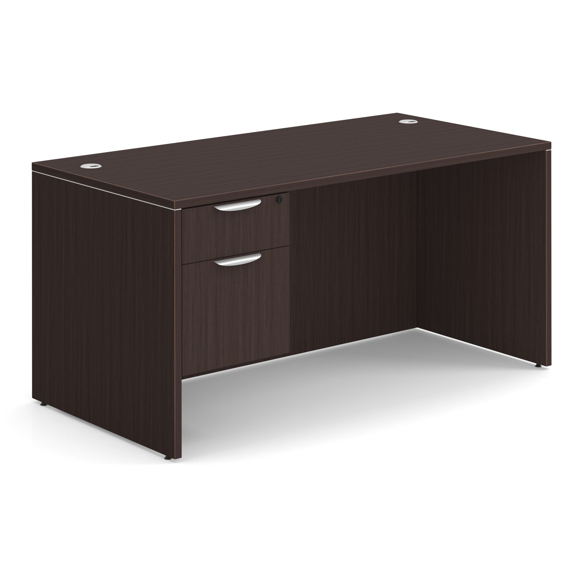 OS Laminate Single 3/4 Pedestal Desk - 60'' x 30'' - Espresso