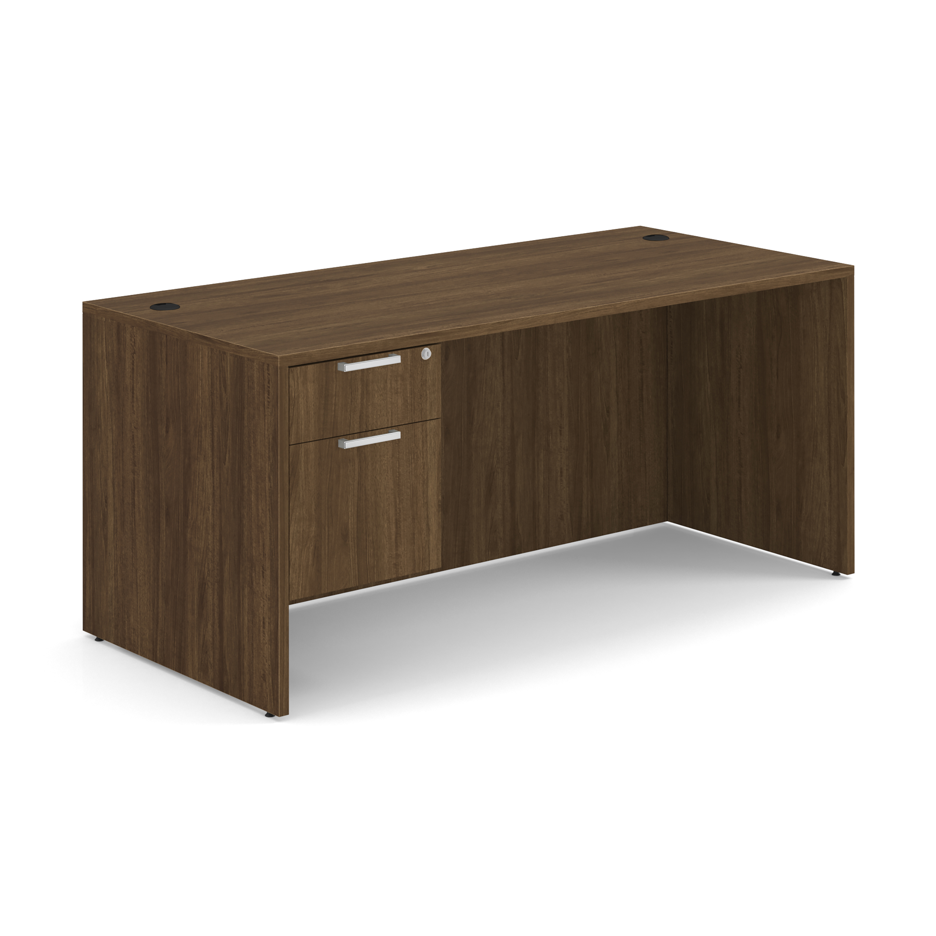 OfficeSource OS Laminate Collection Single 3/4 Pedestal Desk - 66" x 30"