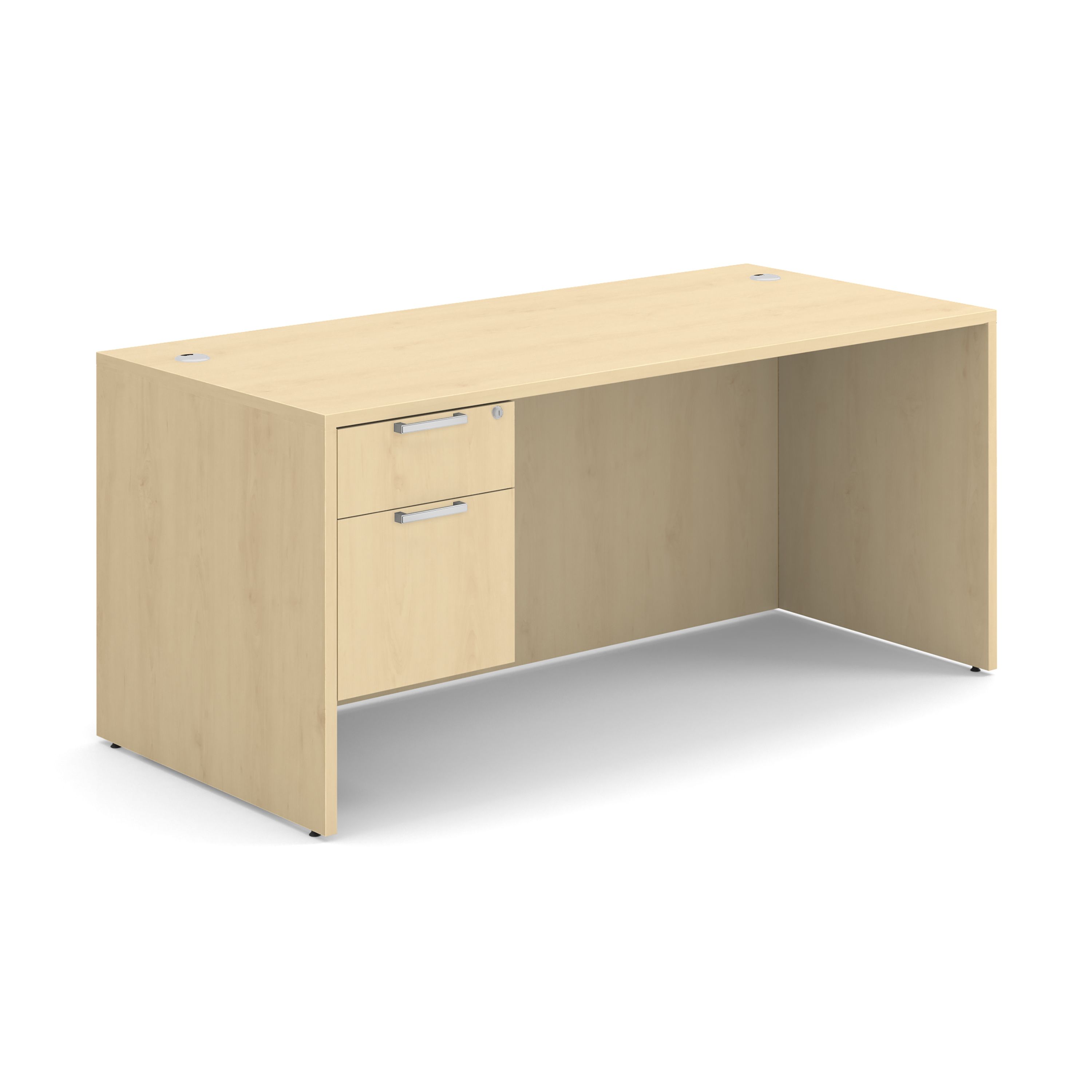 OfficeSource OS Laminate Collection Single 3/4 Pedestal Desk - 66" x 30"