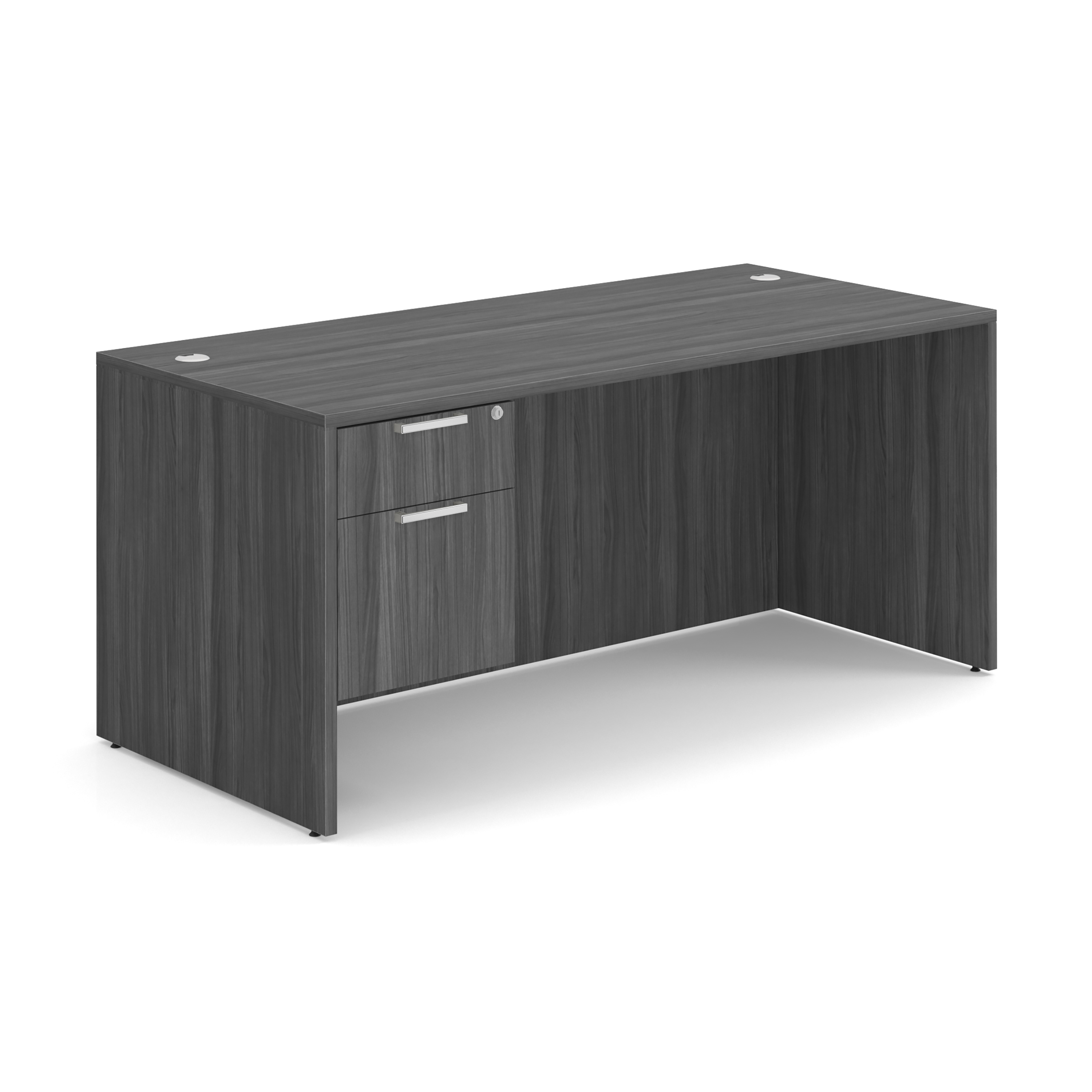 OfficeSource OS Laminate Collection Single 3/4 Pedestal Desk - 66" x 30"