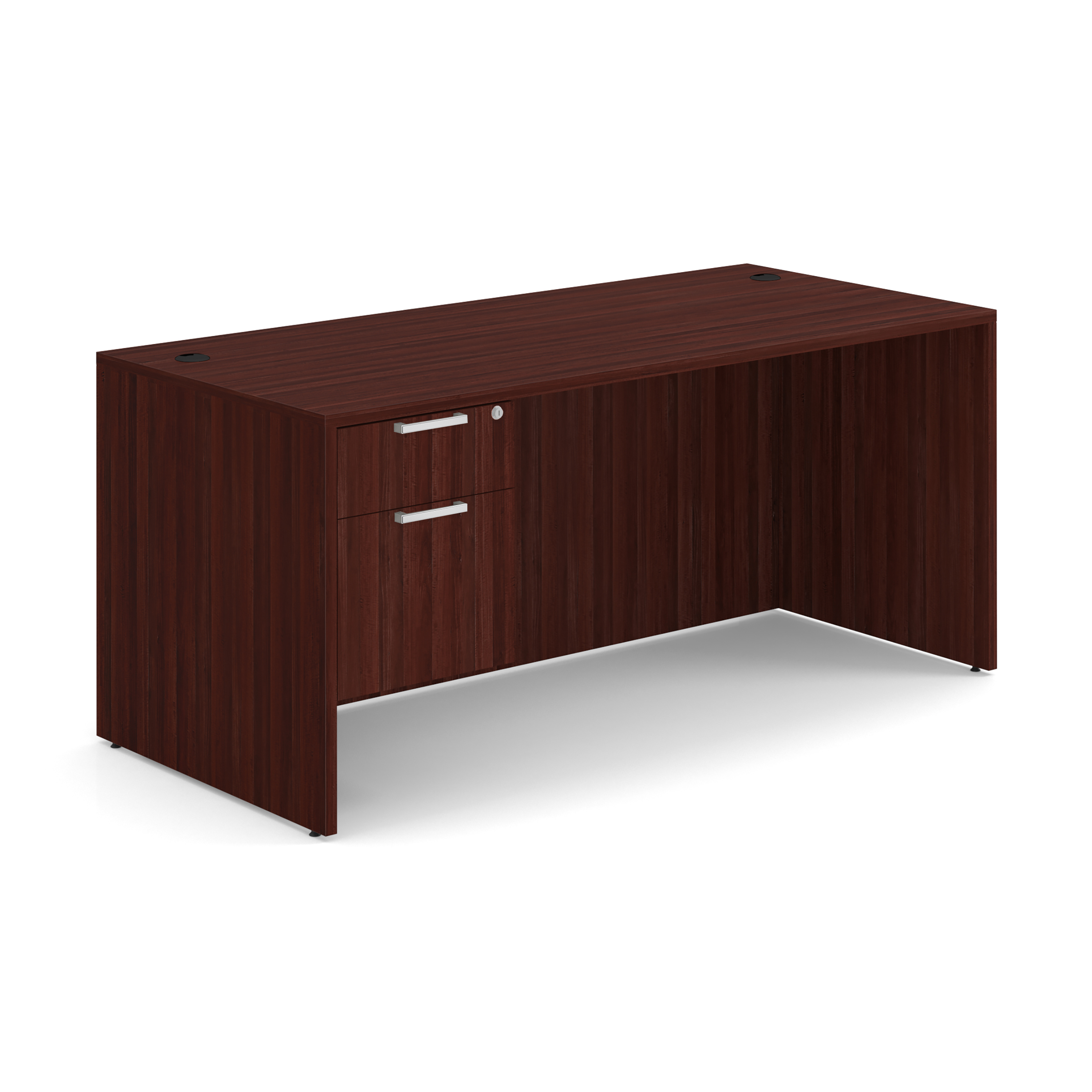 OfficeSource OS Laminate Collection Single 3/4 Pedestal Desk - 66" x 30"