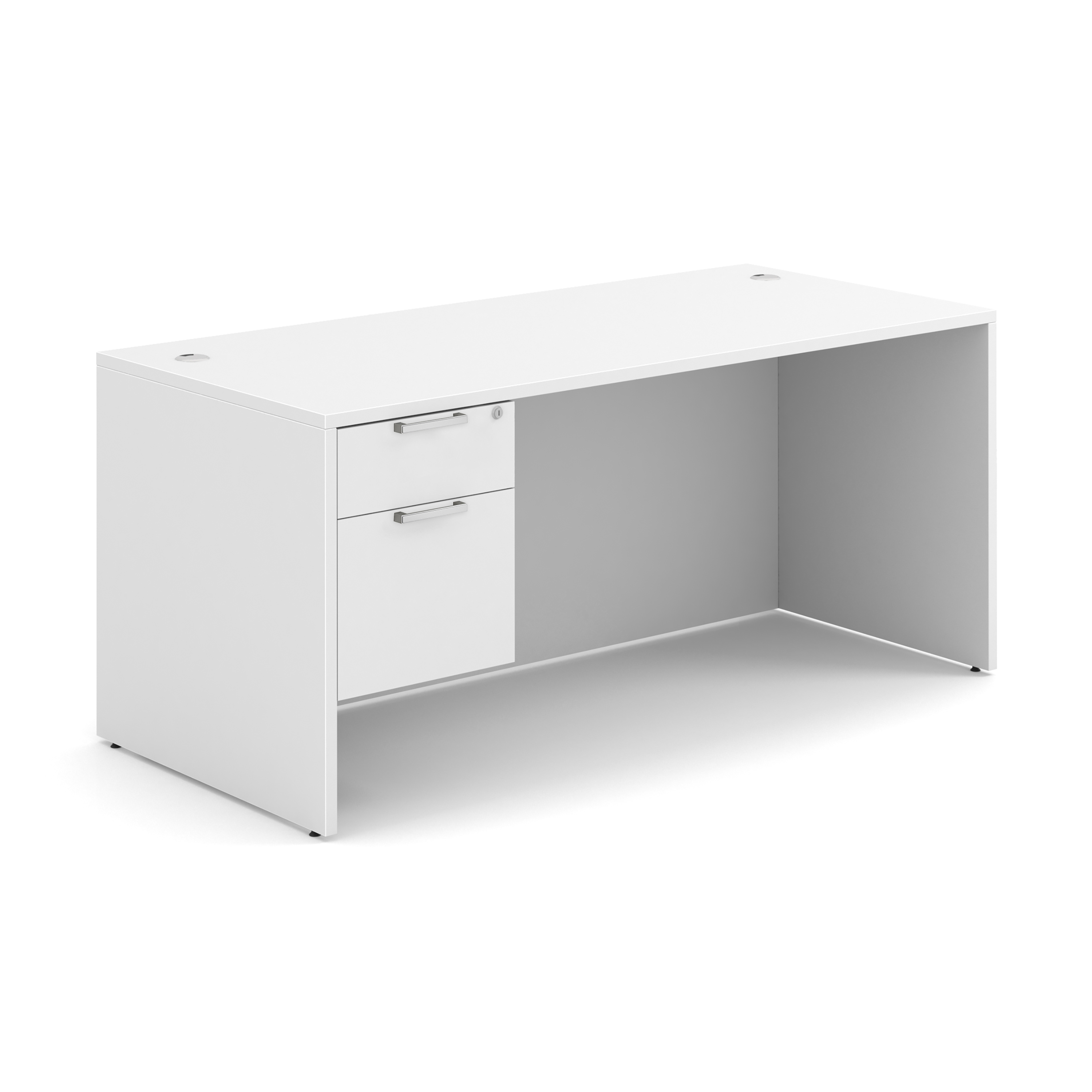 OfficeSource OS Laminate Collection Single 3/4 Pedestal Desk - 66" x 30"