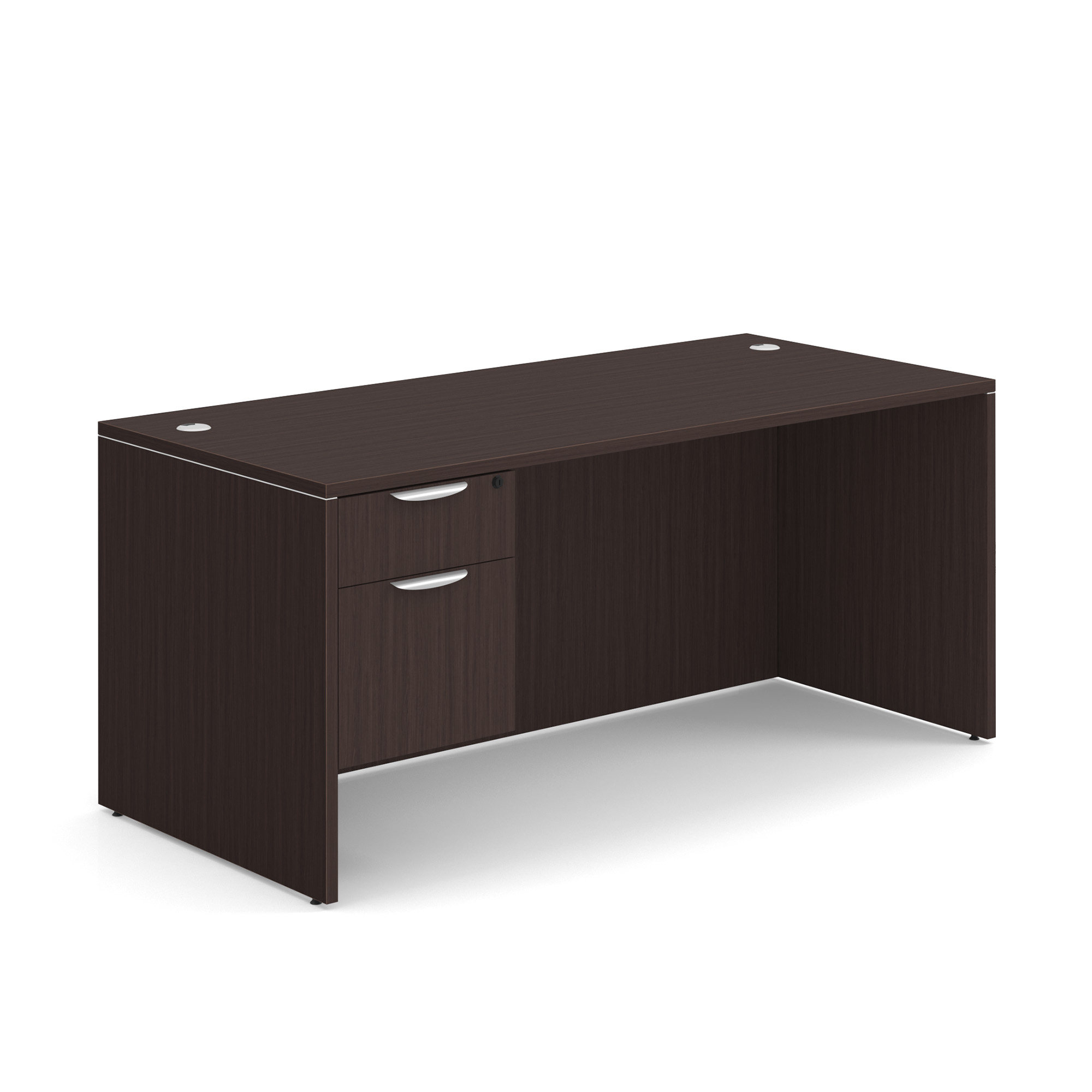 OfficeSource OS Laminate Collection Single 3/4 Pedestal Desk - 66" x 30"