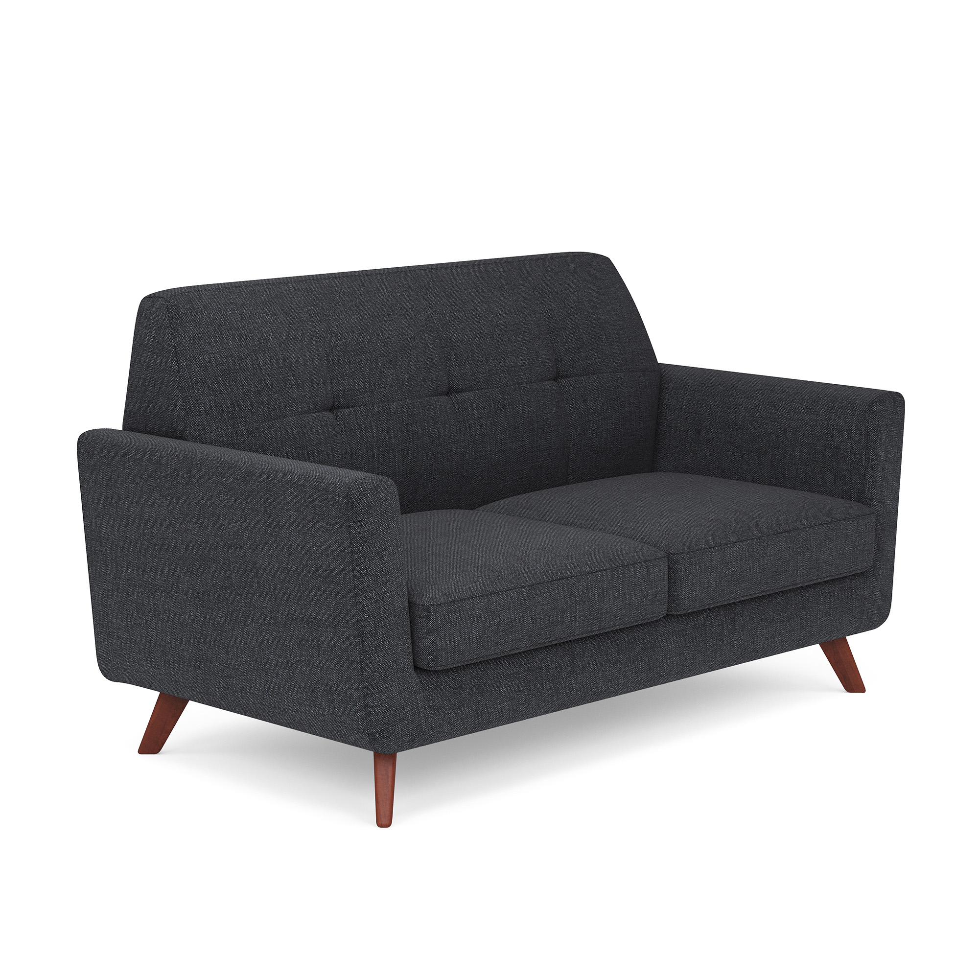 OfficeSource | Partridge | Loveseat with Light Wood Legs - Gray Linen - Light Wood