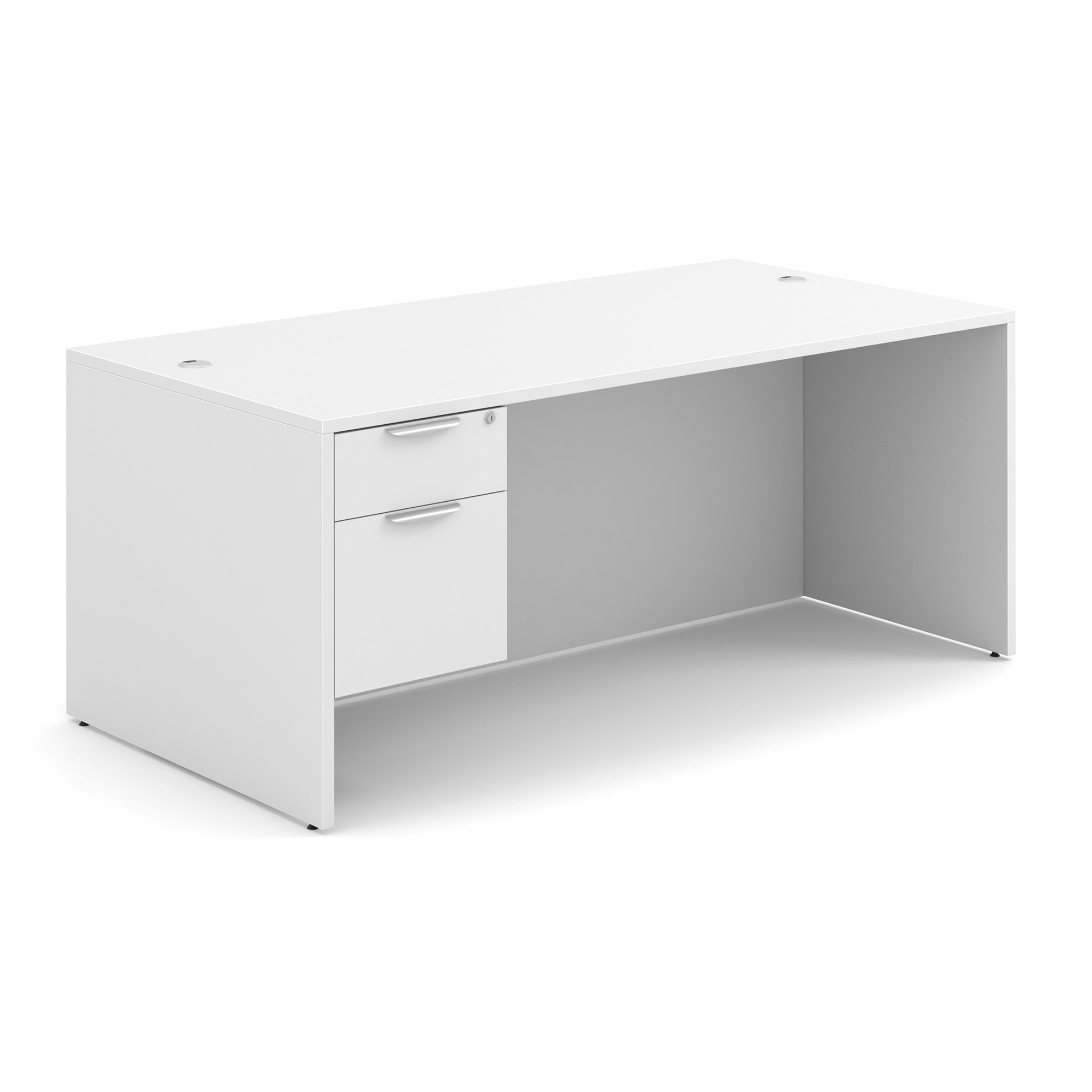 OS Laminate Single 3/4 Pedestal Desk - 71'' x 36'' - White