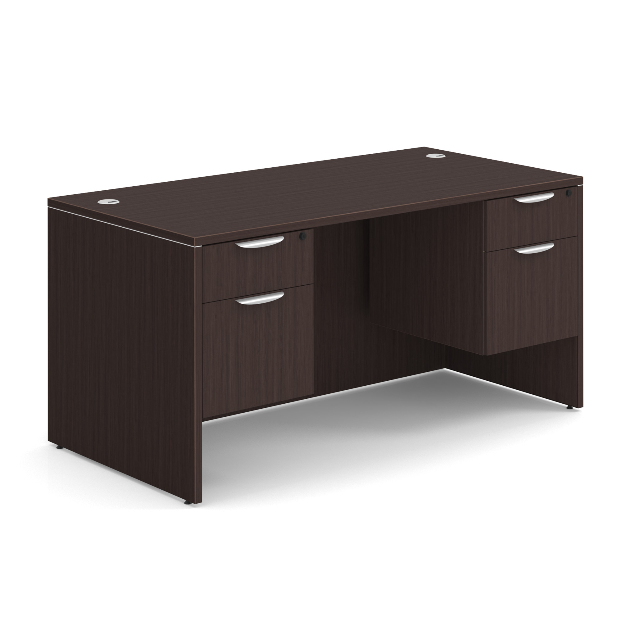 OS Laminate Double 3/4 Pedestal Desk - 60'' x 30'' - Espresso