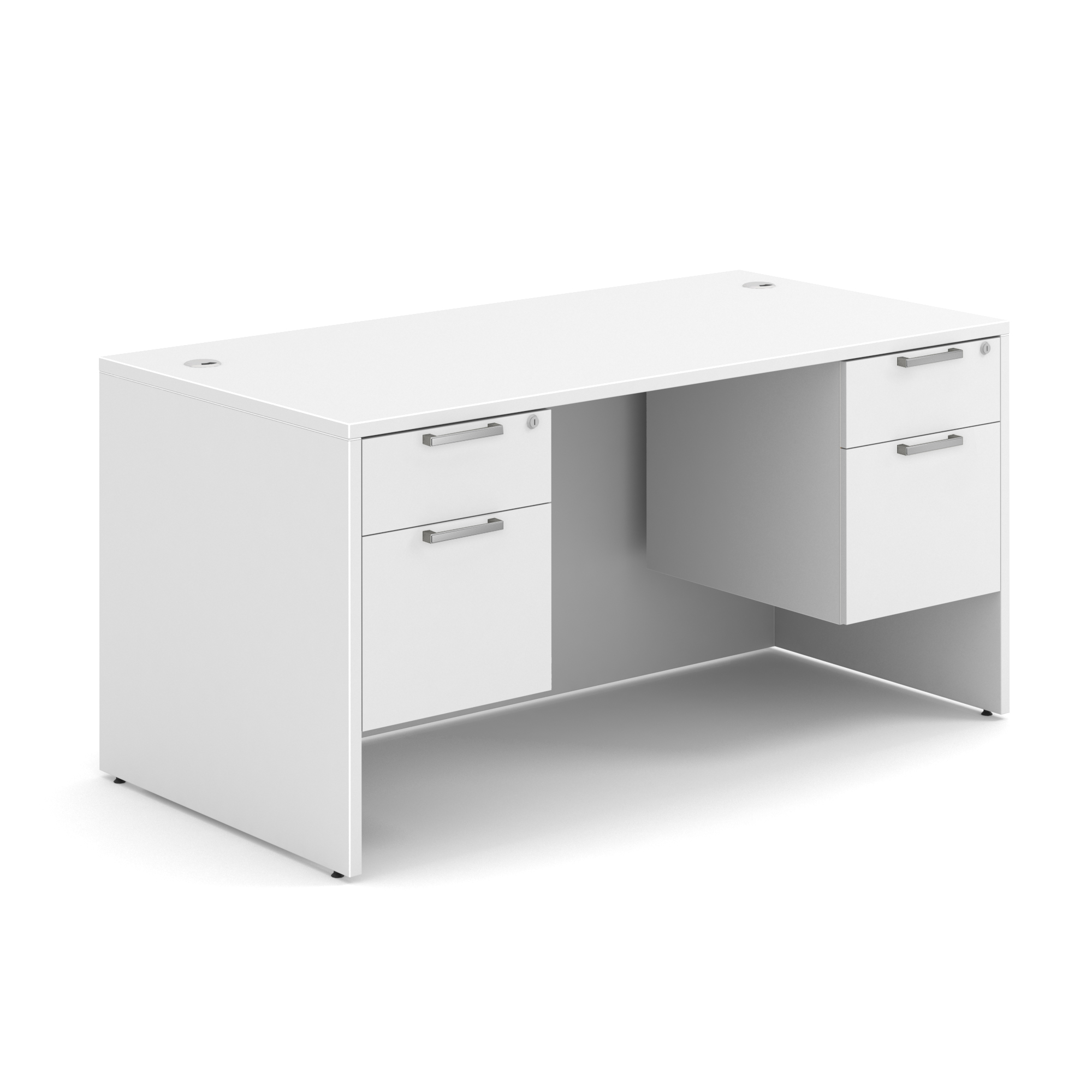 OS Laminate Double 3/4 Pedestal Desk - 60'' x 30'' - White
