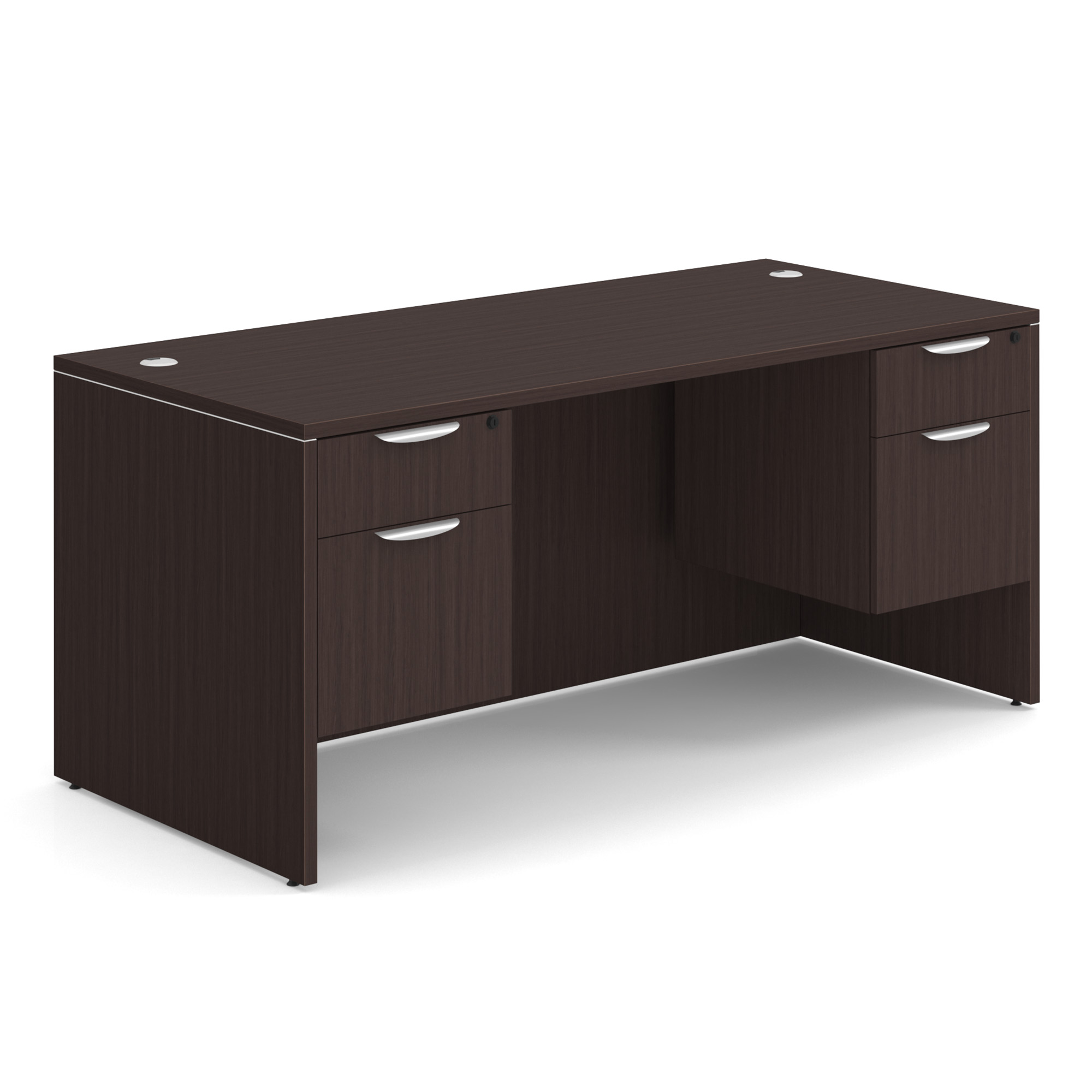OS Laminate Double 3/4 Pedestal Desk - 66'' x 30'' - Espresso