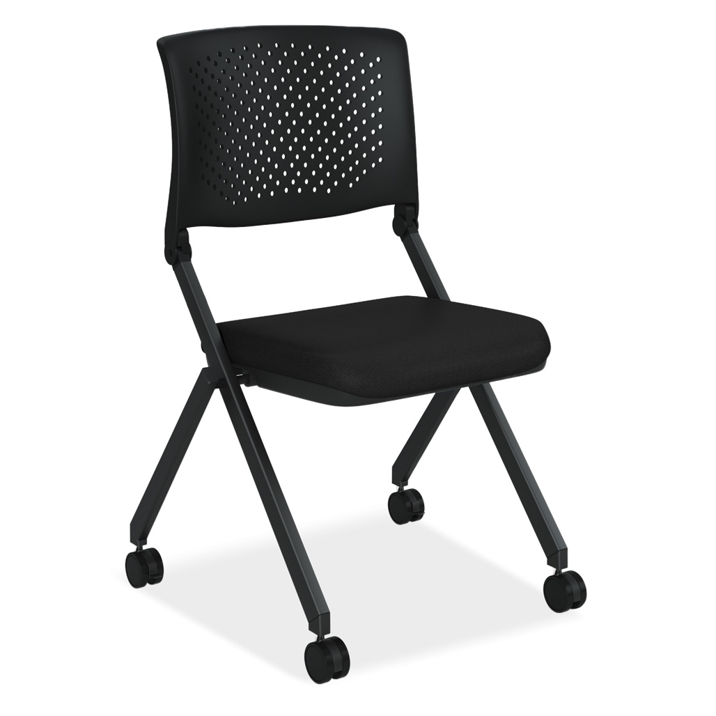 OfficeSource | Julep | Armless Nesting Chair with Fabric Seat - Black Fabric Seat - Black