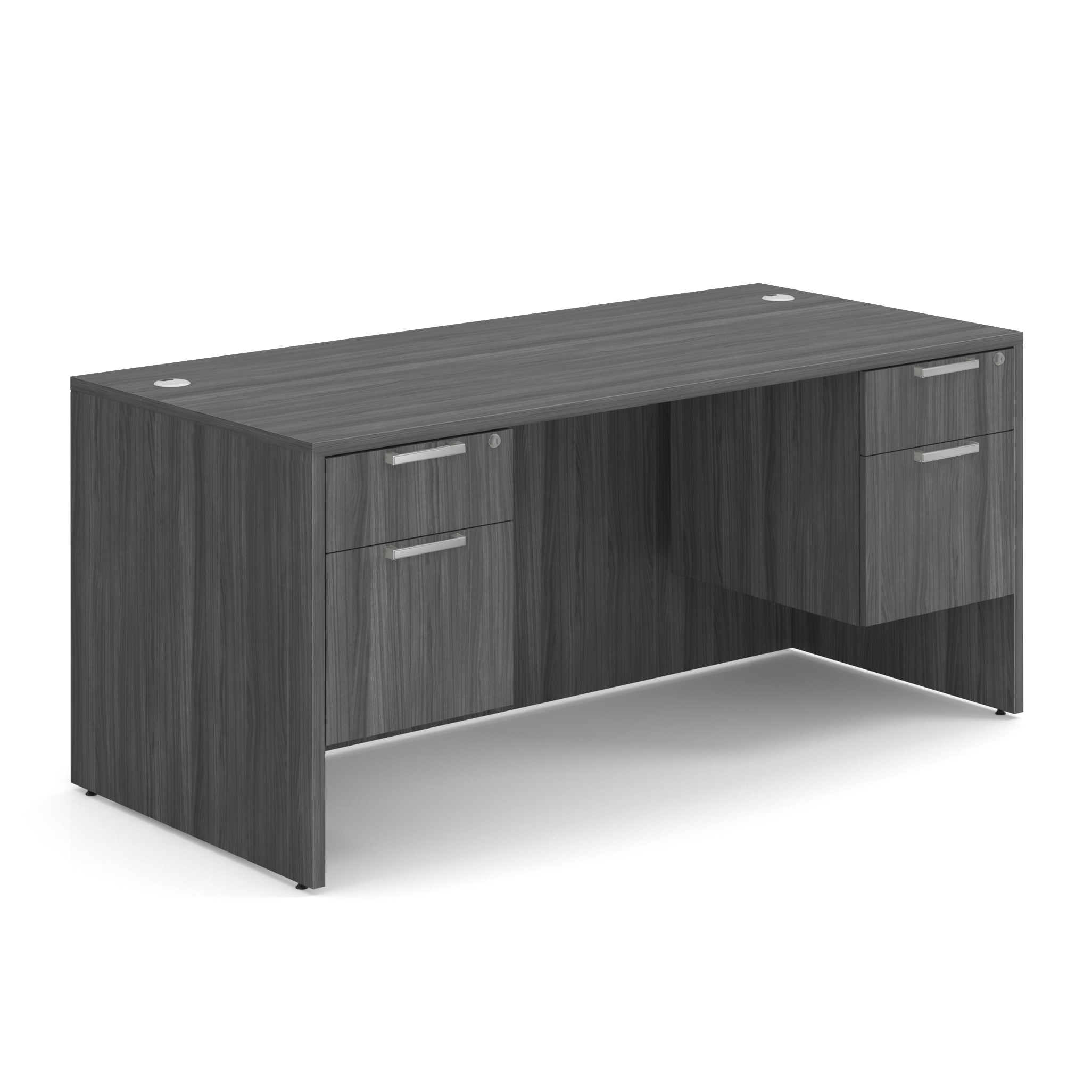 OS Laminate Double 3/4 Pedestal Desk - 66'' x 30'' - Coastal Gray
