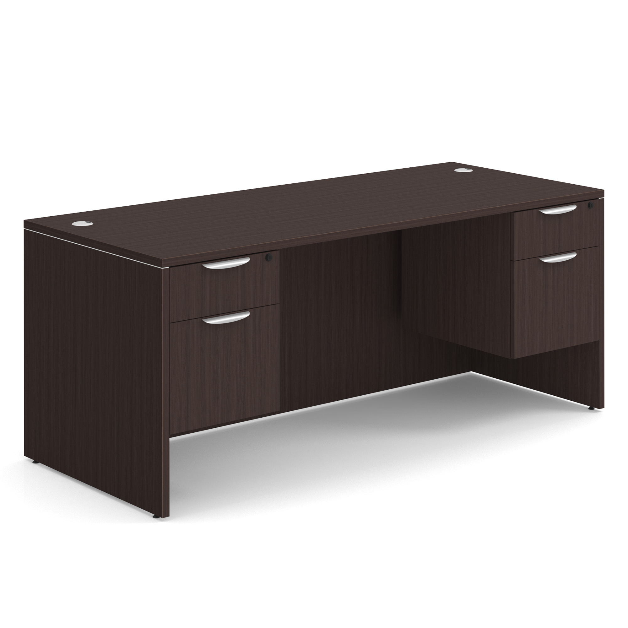 OS Laminate Double 3/4 Pedestal Desk - 71'' x 30'' - Espresso