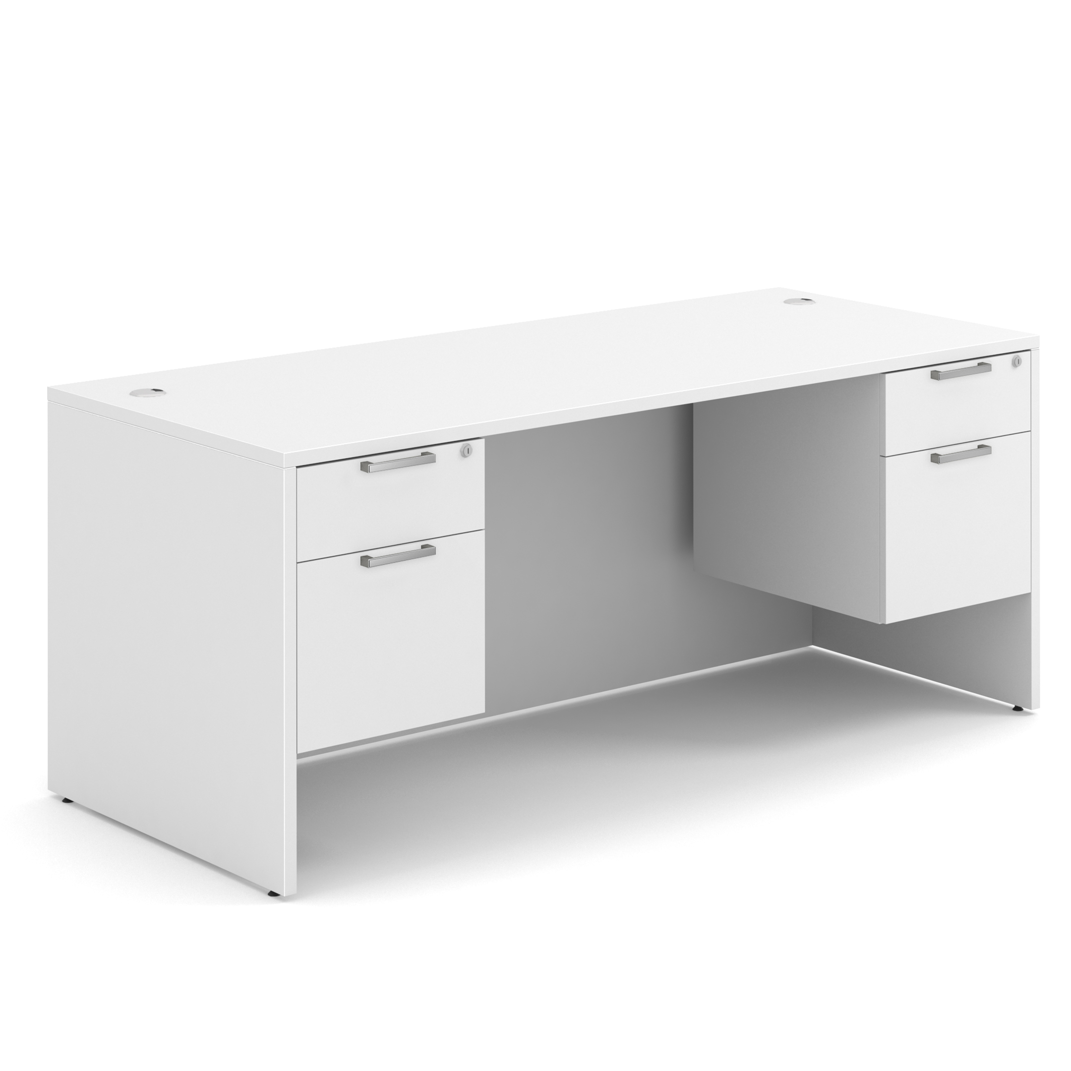 OS Laminate Double 3/4 Pedestal Desk - 71'' x 30'' - White