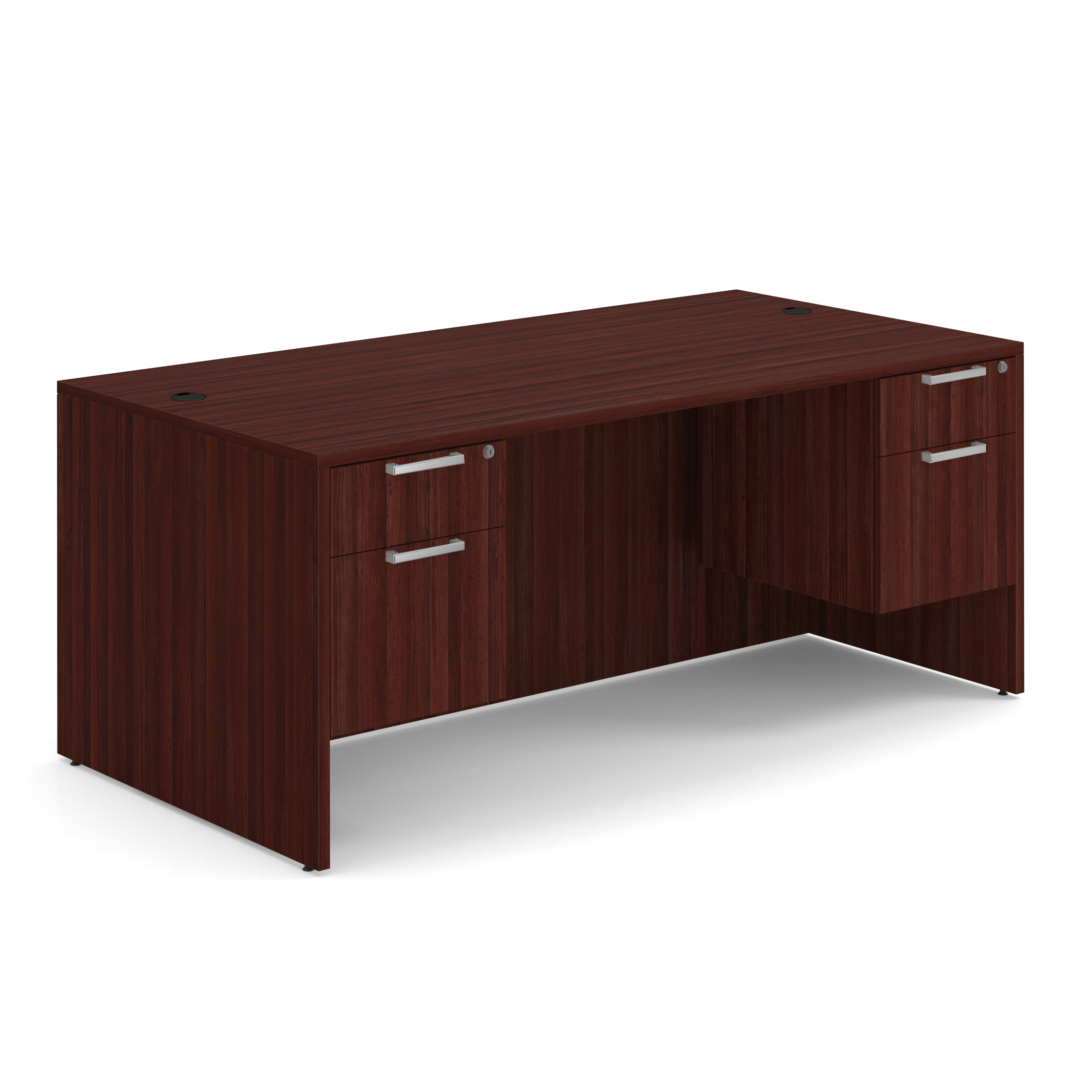 OS Laminate Double 3/4 Pedestal Desk - 71'' x 36'' - Mahogany