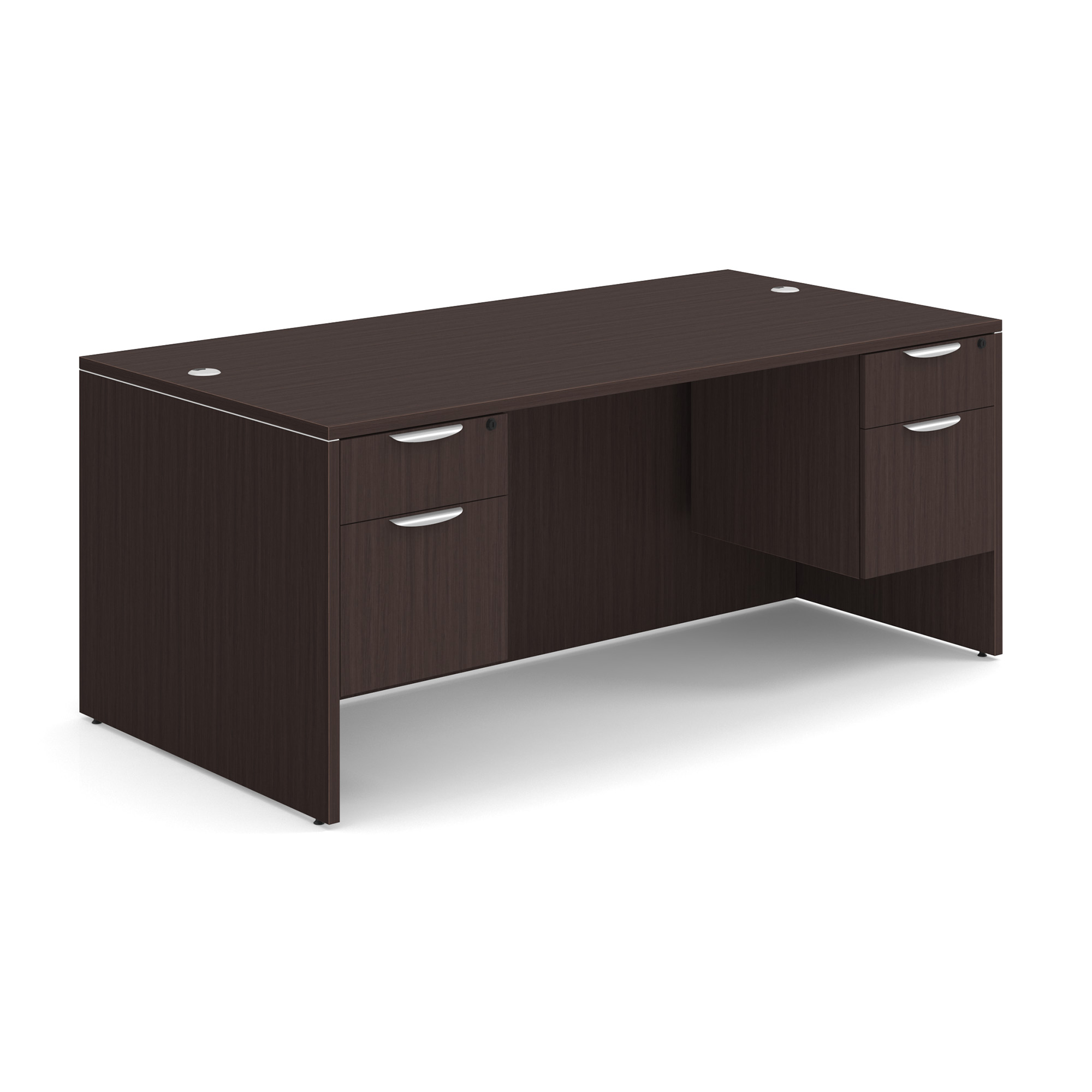 OS Laminate Double 3/4 Pedestal Desk - 71'' x 36'' - Espresso