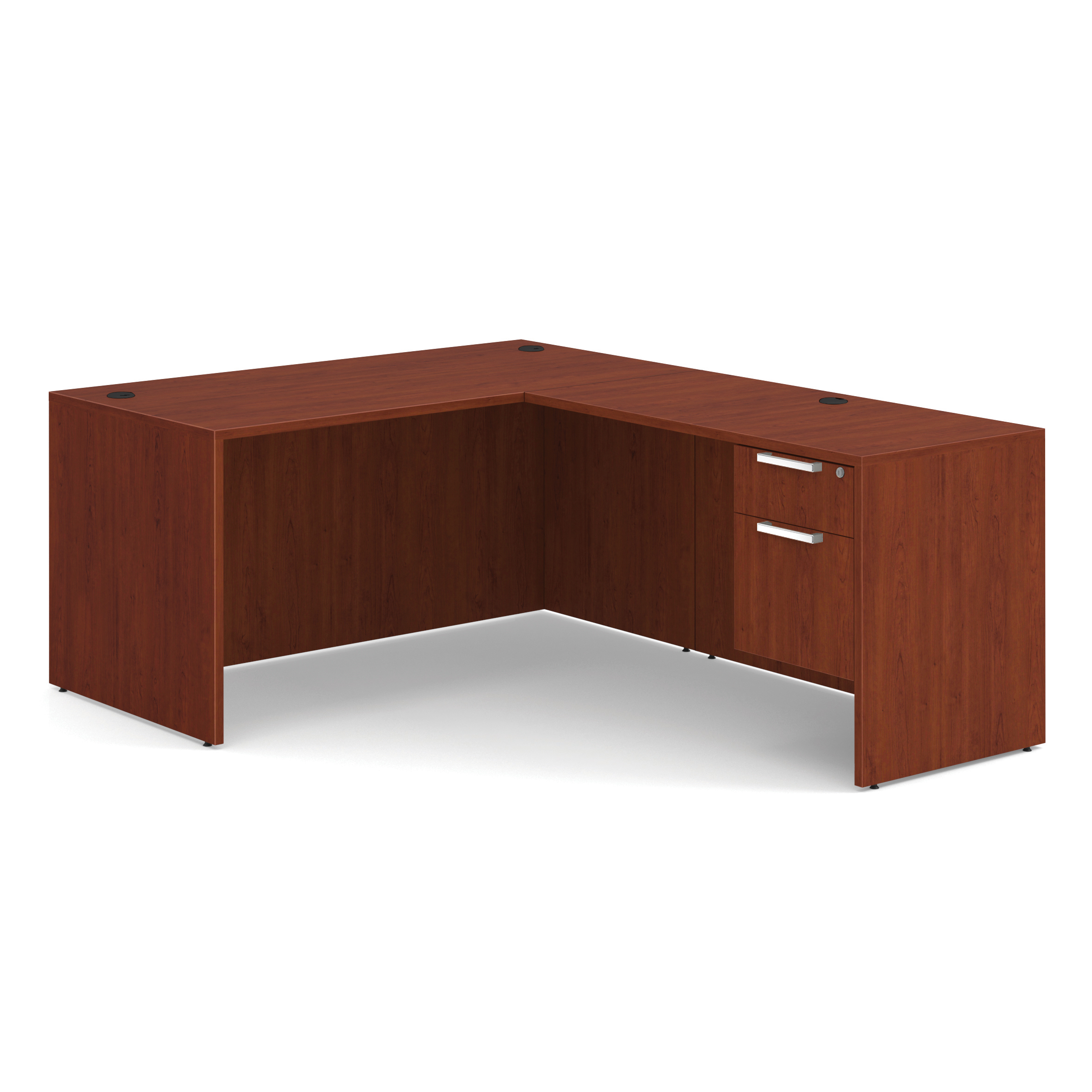OS Laminate Single 3/4 Pedestal L-Desk - 60'' x 30'' - Cherry
