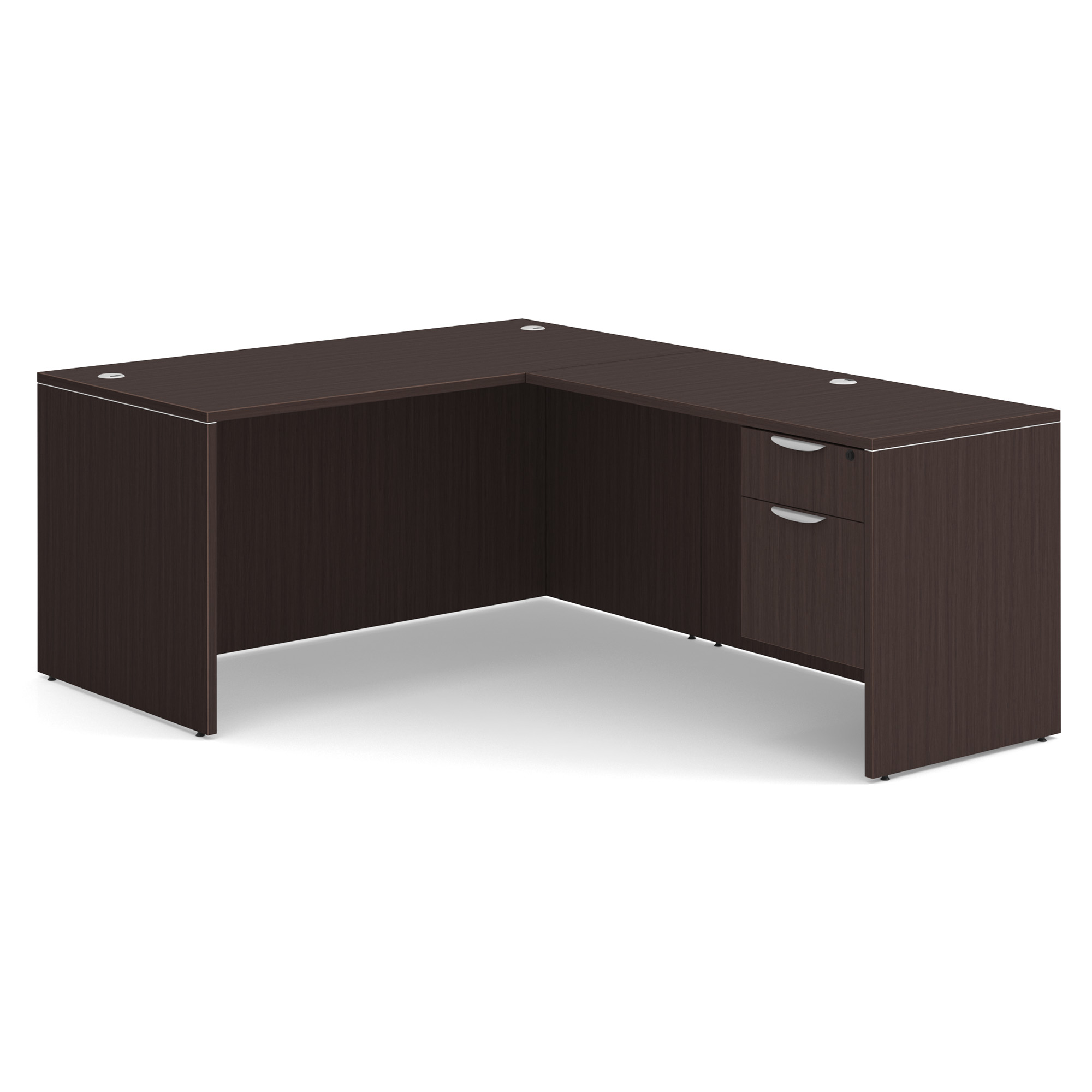 OS Laminate Single 3/4 Pedestal L-Desk - 60'' x 30'' - Espresso