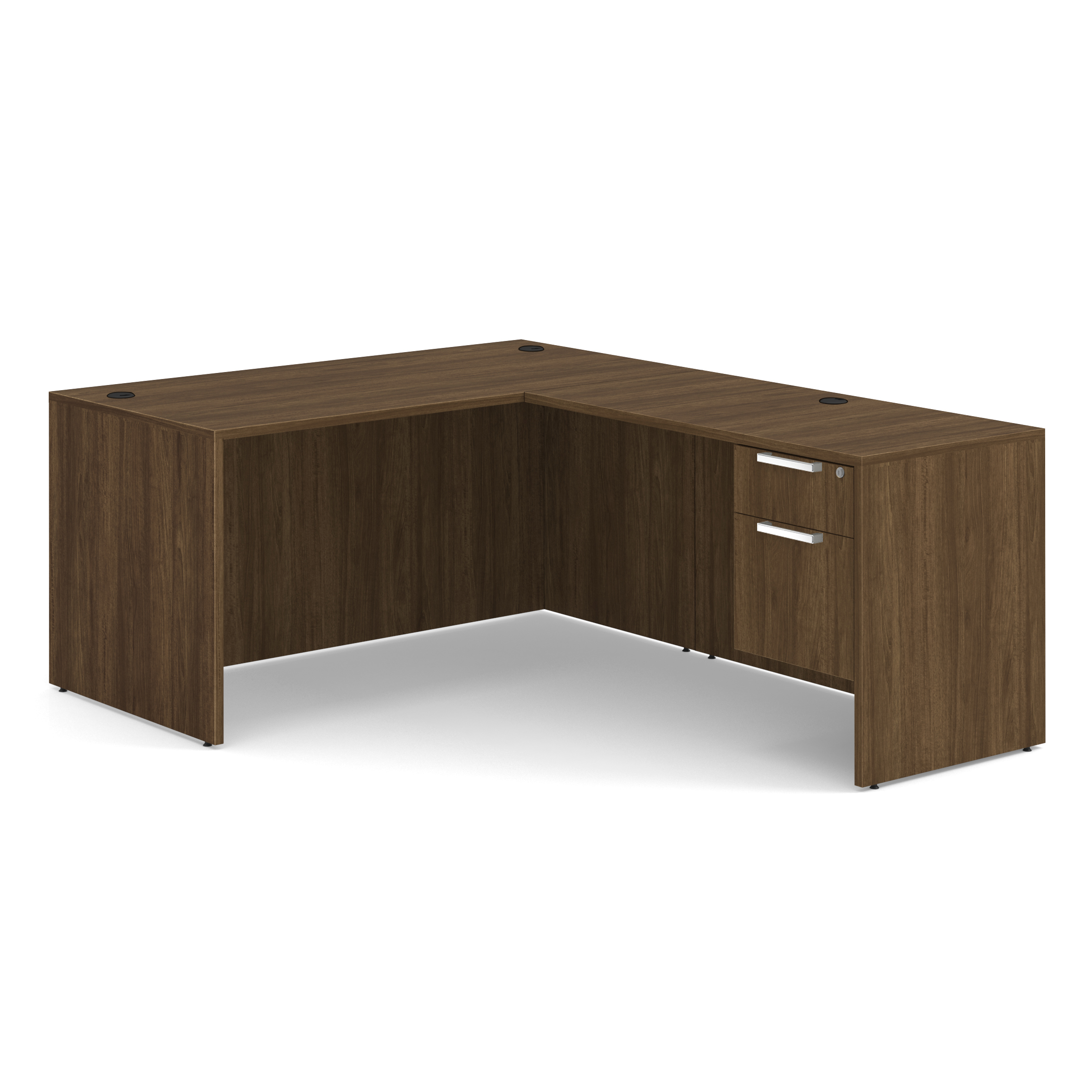 OS Laminate Single 3/4 Pedestal L-Desk - 60'' x 30'' - Modern Walnut