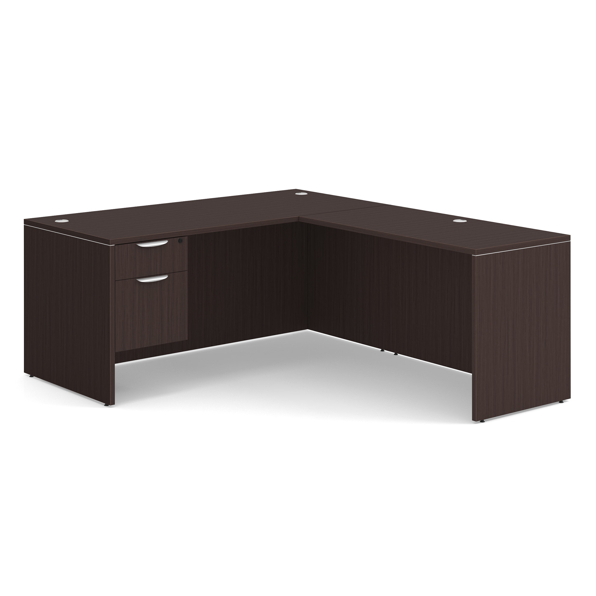 OS Laminate Single 3/4 Pedestal L-Desk - 66'' x 30'' - Espresso